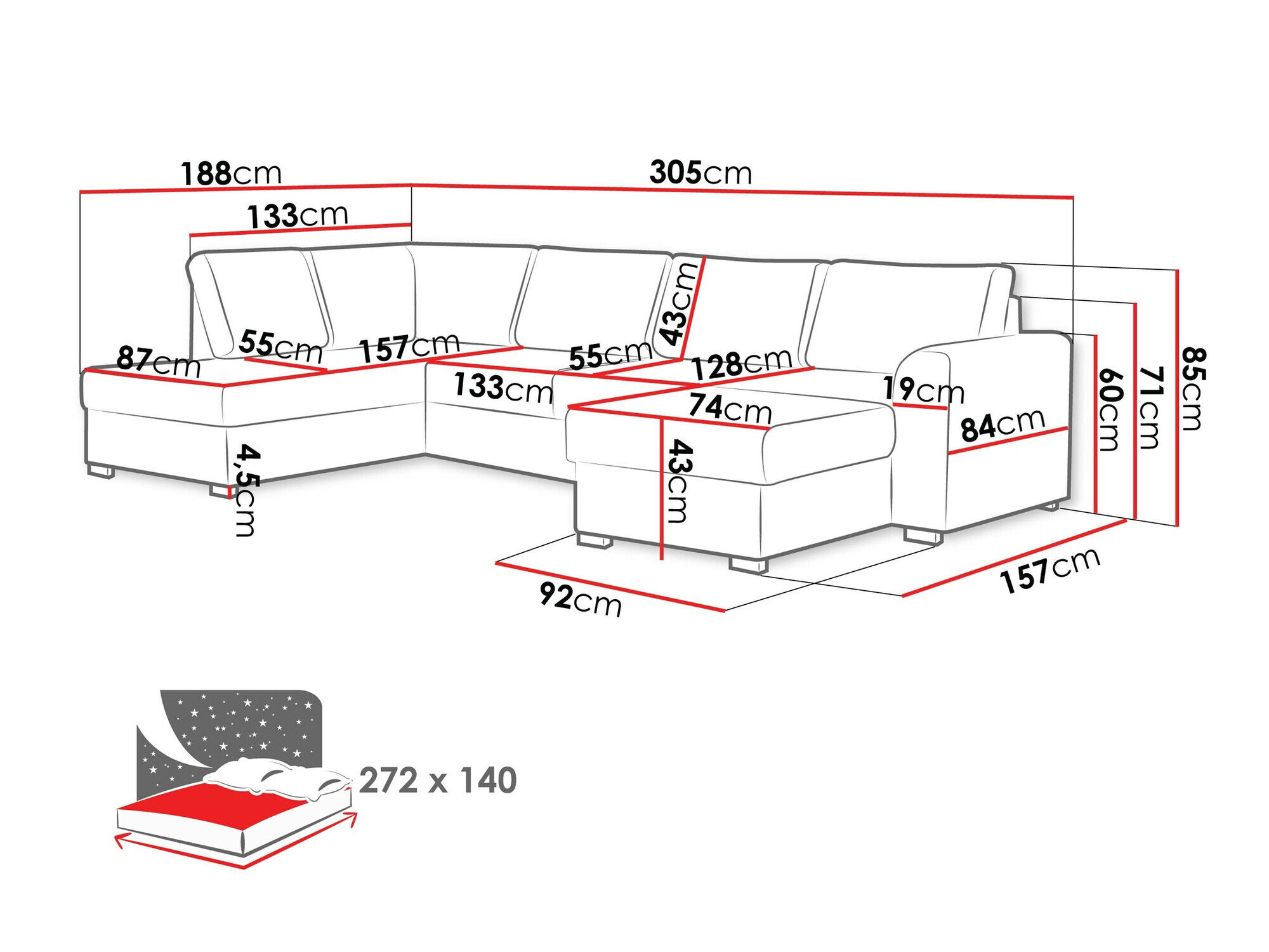 Hjørnesofa Comfivo 189 (Clara 215.02)