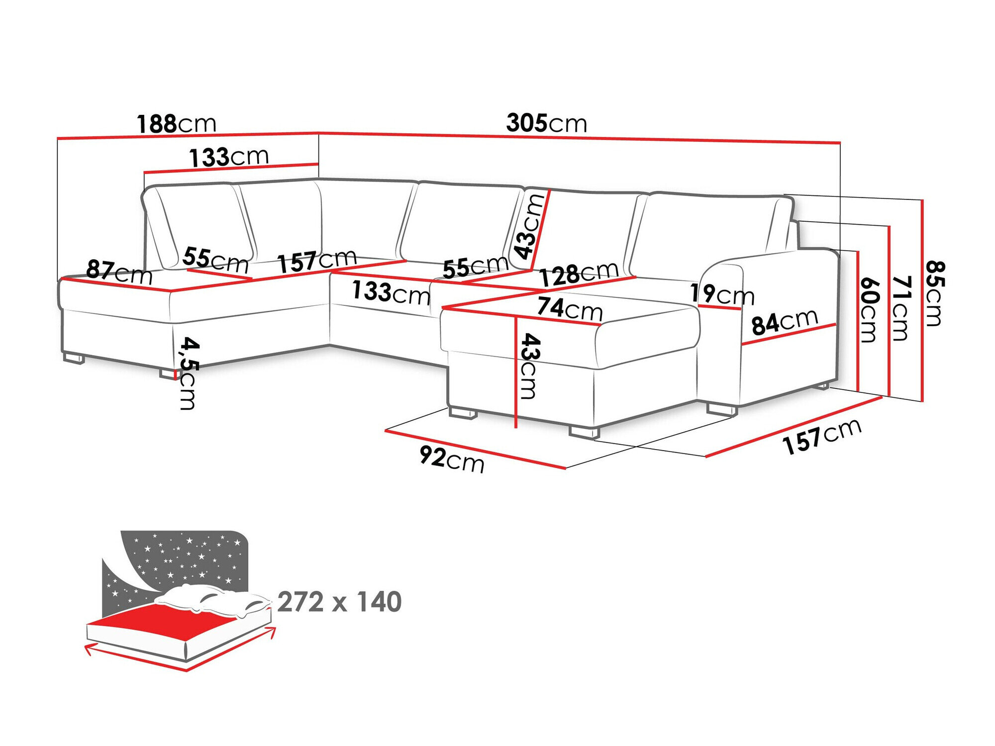 Hjørnesofa Comfivo 189 (Clara 215.02)