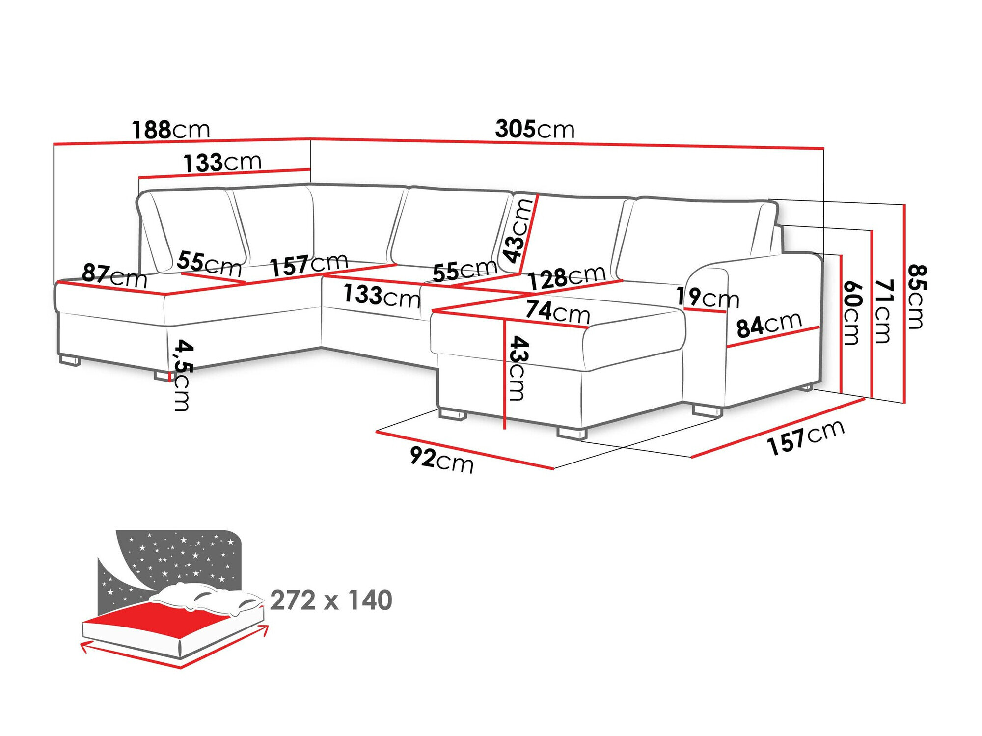 Hjørnesofa Comfivo 189 (Clara 215.10)