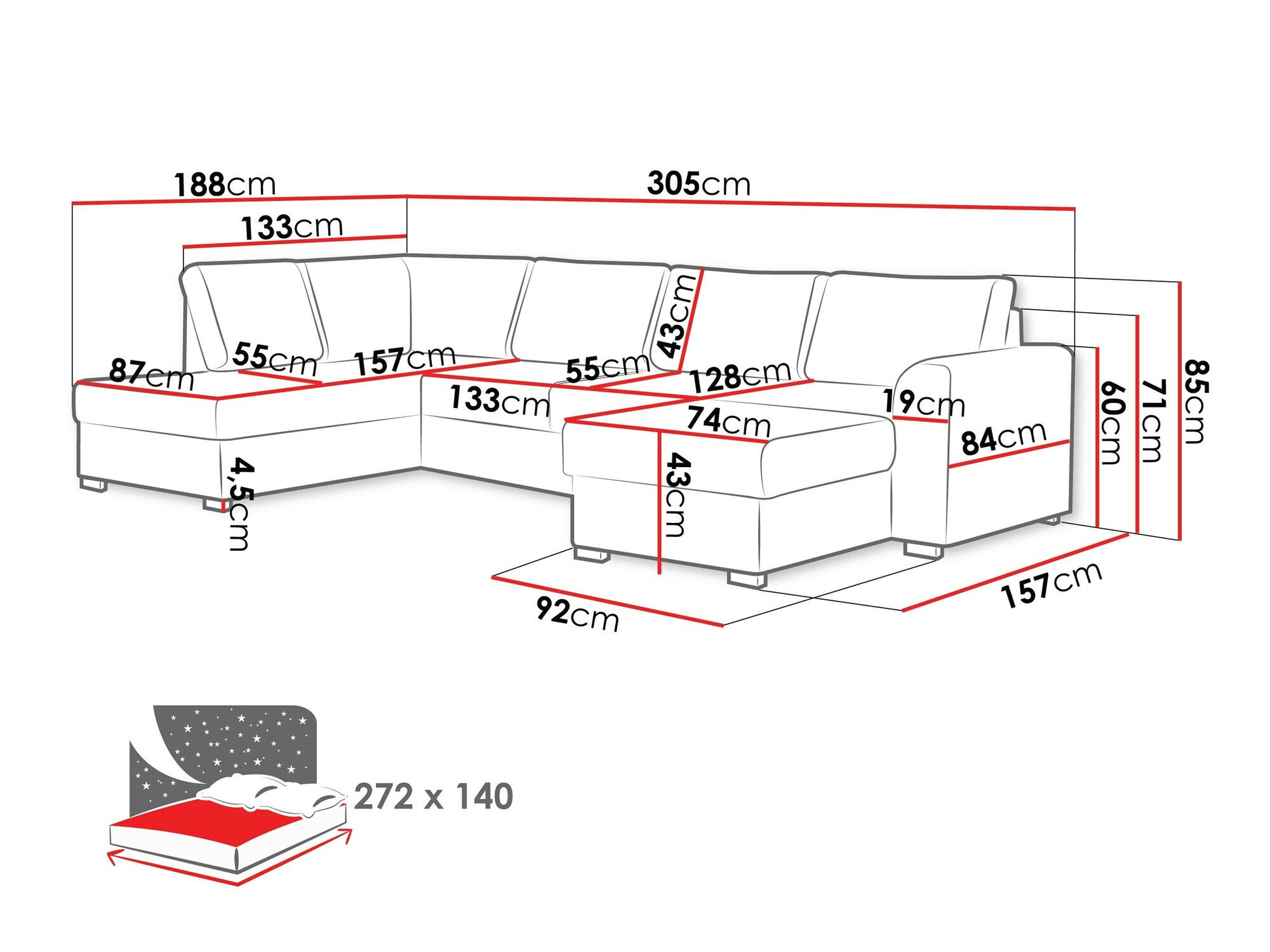 Hjørnesofa Comfivo 189 (Magic Velvet 2219 + Venus Velvet 2926)