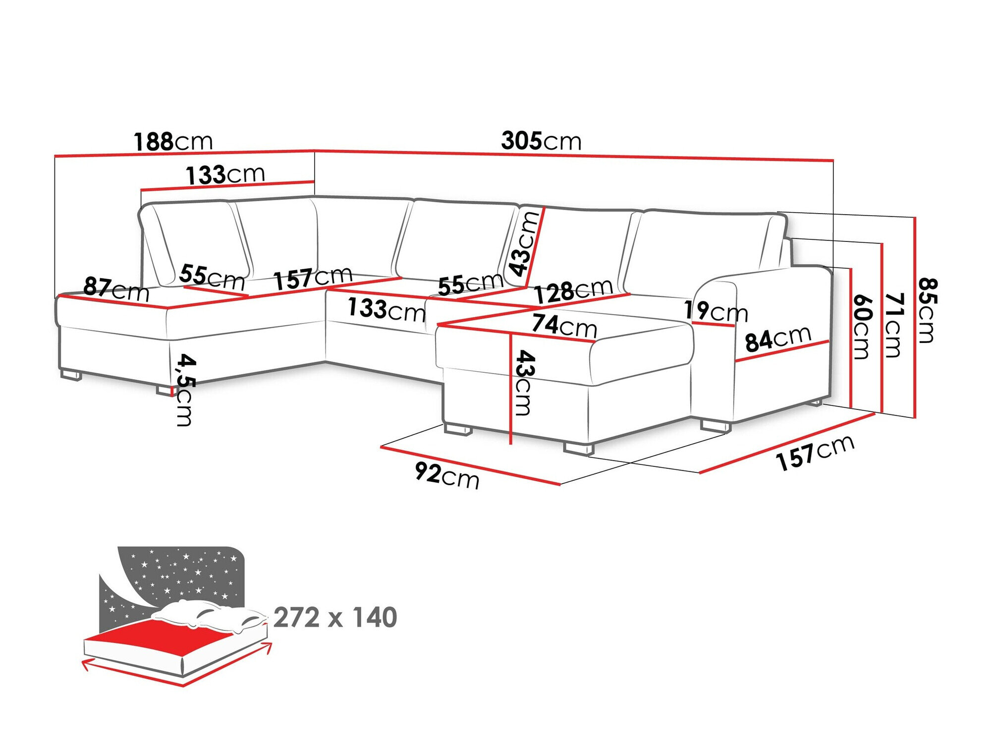 Hjørnesofa Comfivo 189 (Otusso 23 + Sorriso 4)