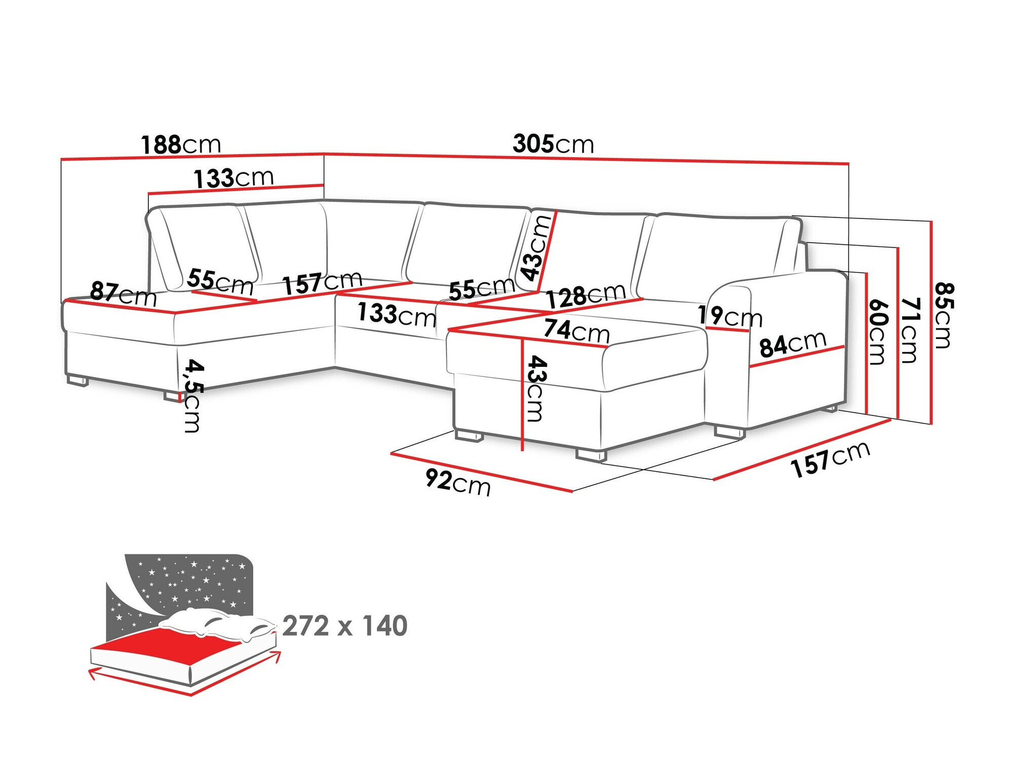 Hjørnesofa Comfivo 189 (Otusso 23 + Sorriso 4)