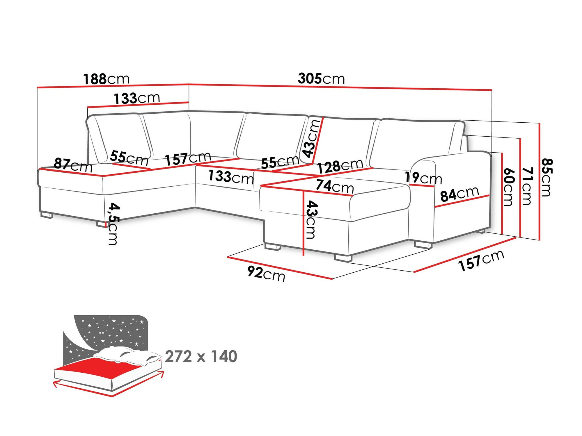 Hjørnesofa Comfivo 189 (Soft 017 + Lux 06)