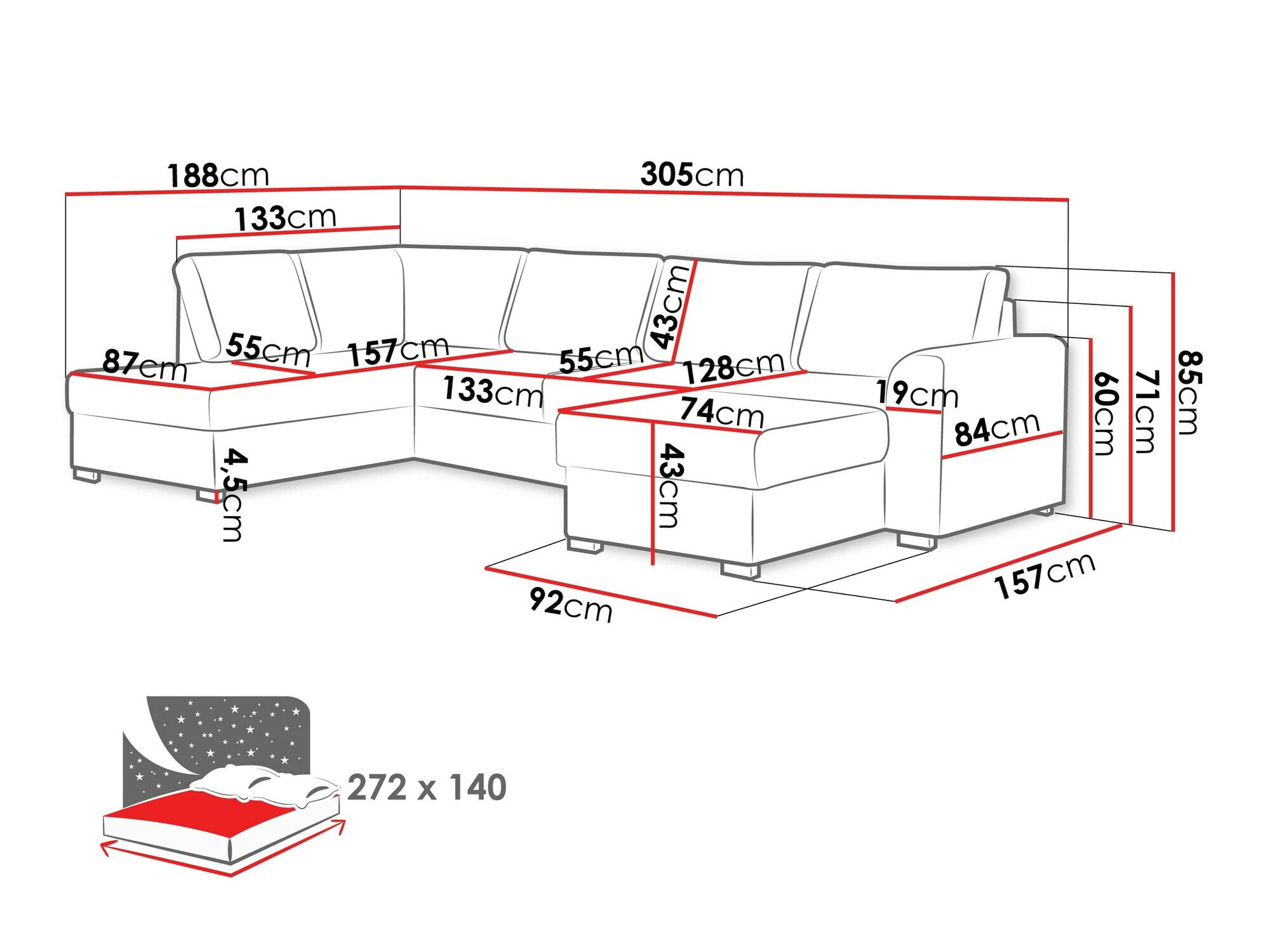 Hjørnesofa Comfivo 189 (Wave 09)