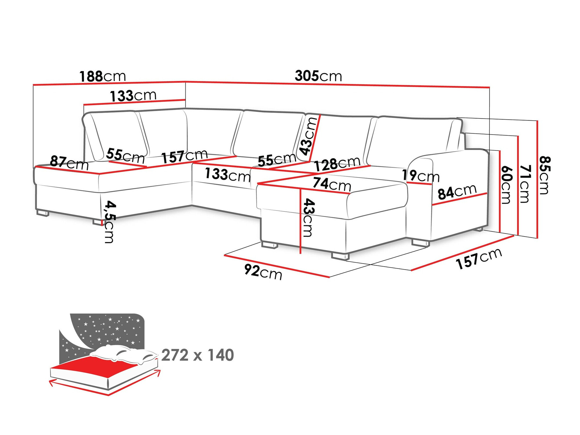 Hjørnesofa Comfivo Flumen (Coral 45)