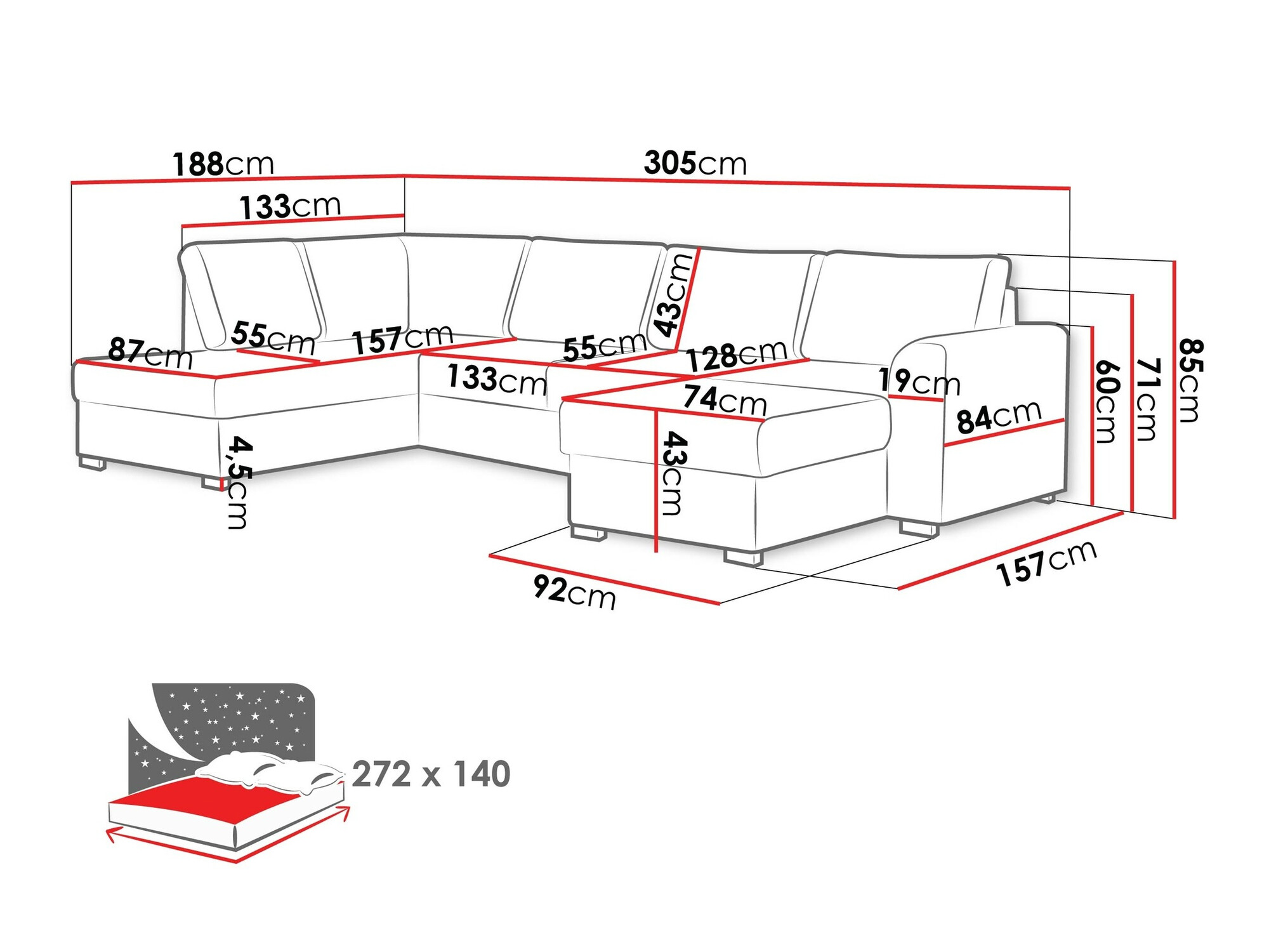 Hjørnesofa Comfivo Flumen (Magic Velvet 2217)