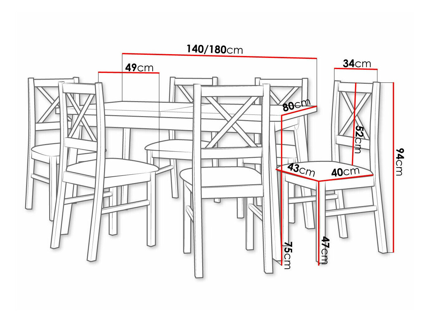 Spisestuesæt Victorville 223