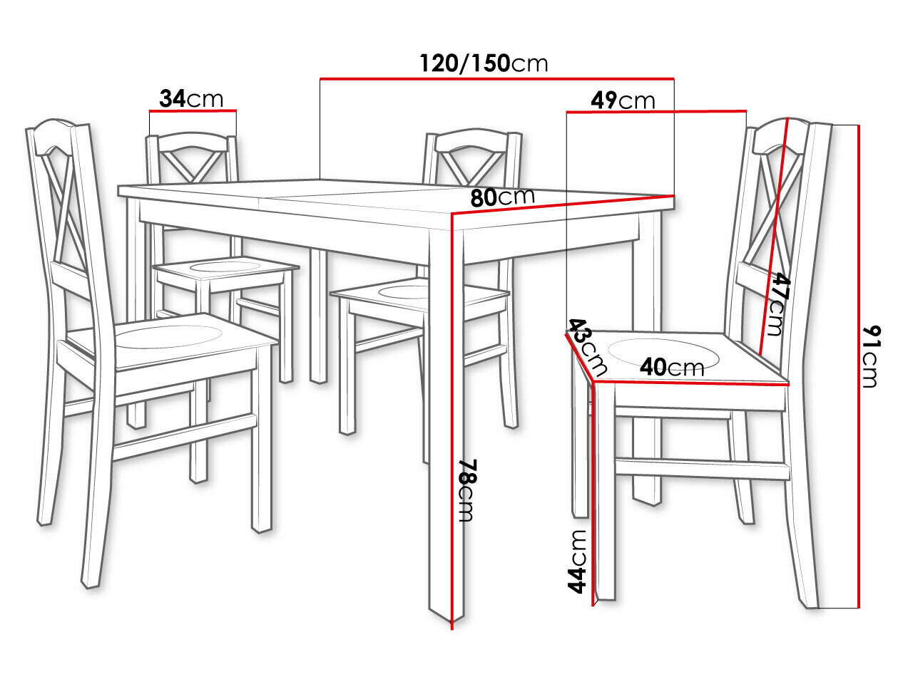 Spisestuesæt Victorville 281 (Hvid + Grandson eg)
