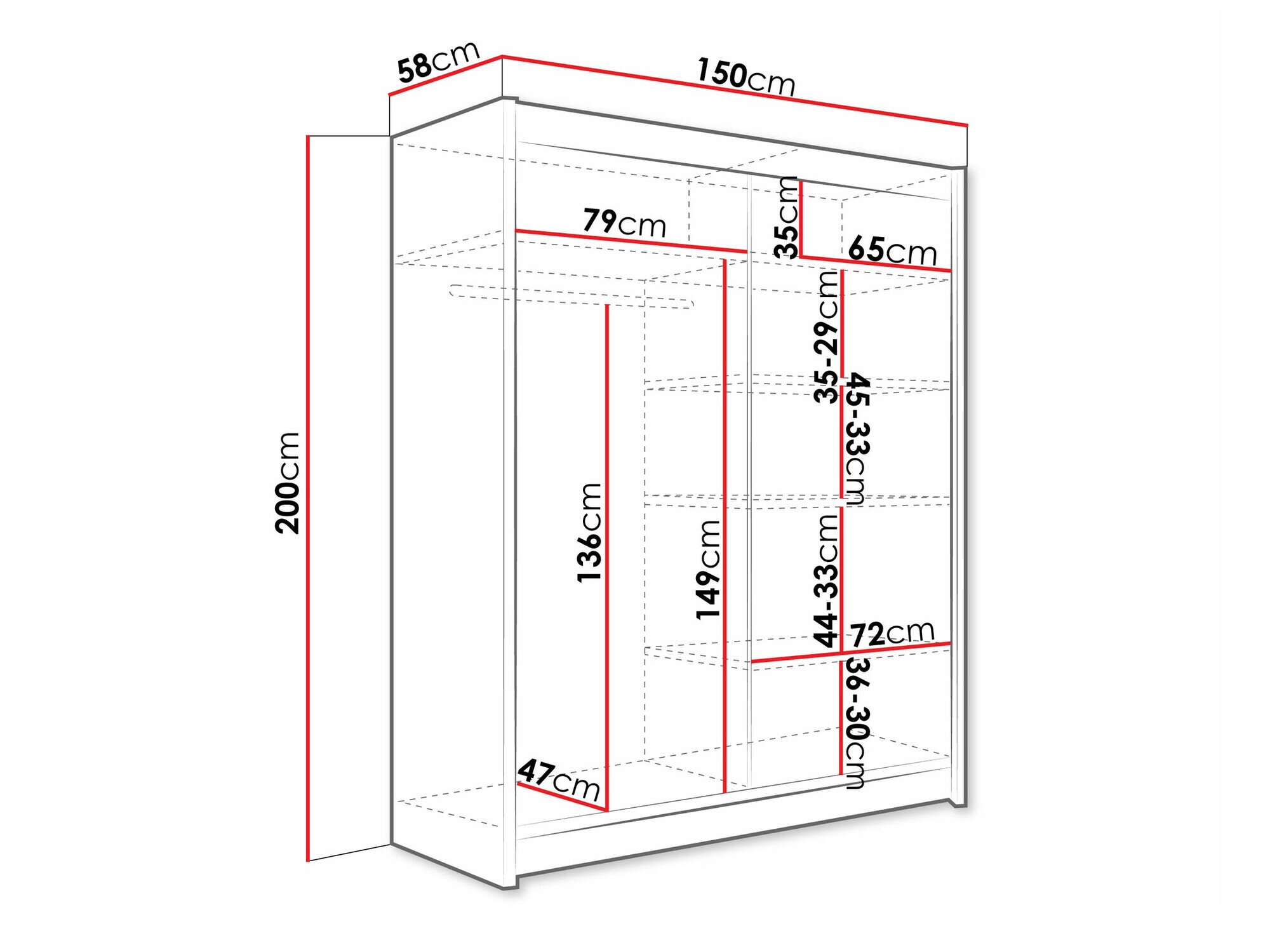 Garderobeskab Closico 113 (Sort)