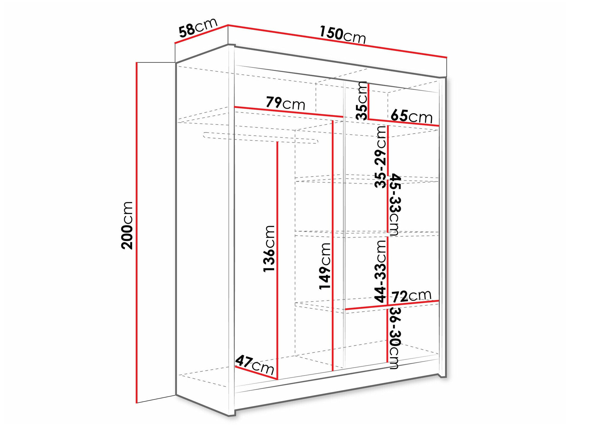 Garderobeskab Closico 132 (Kashmir)