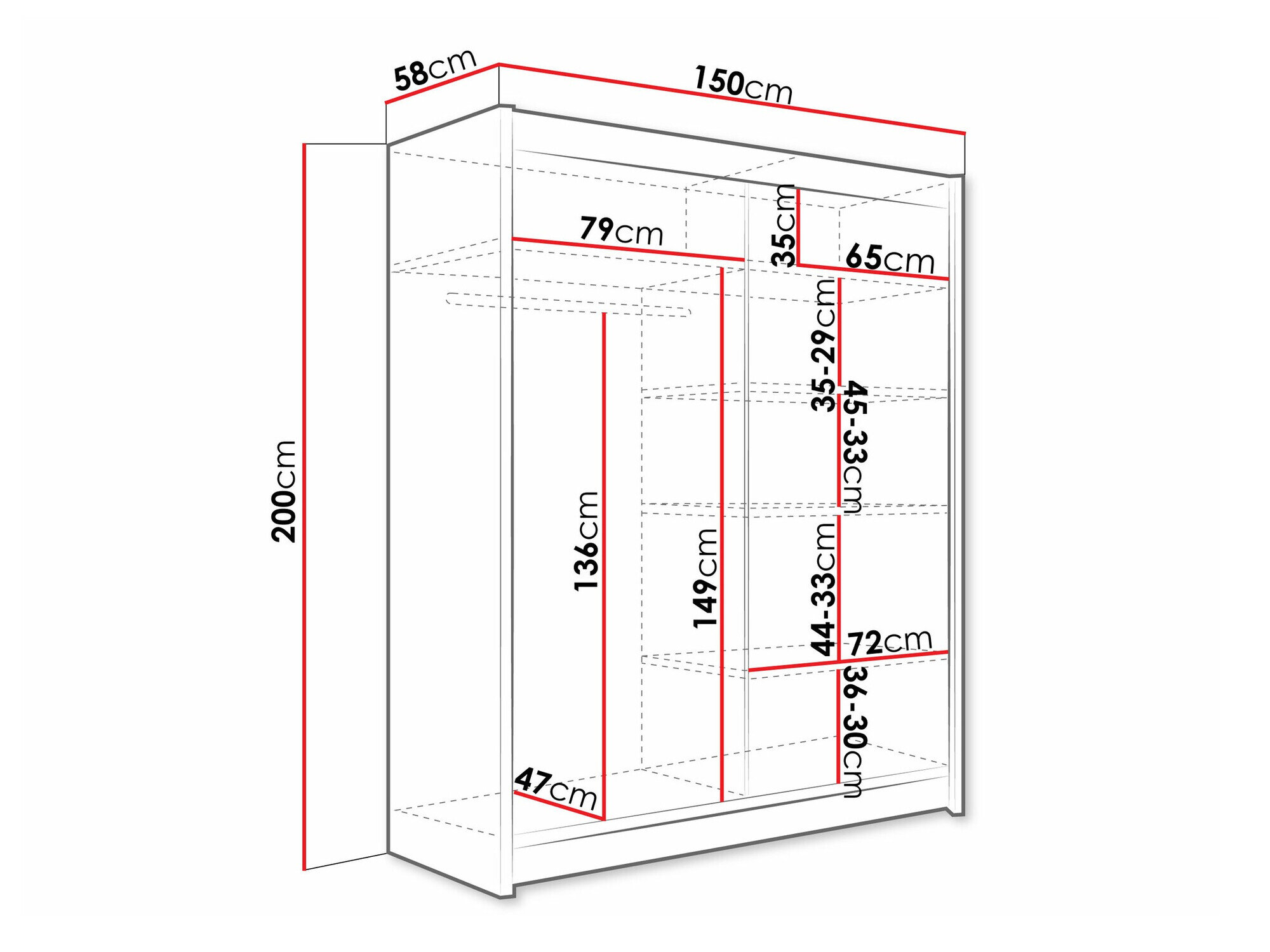 Garderobeskab Closico 132 (Kashmir)