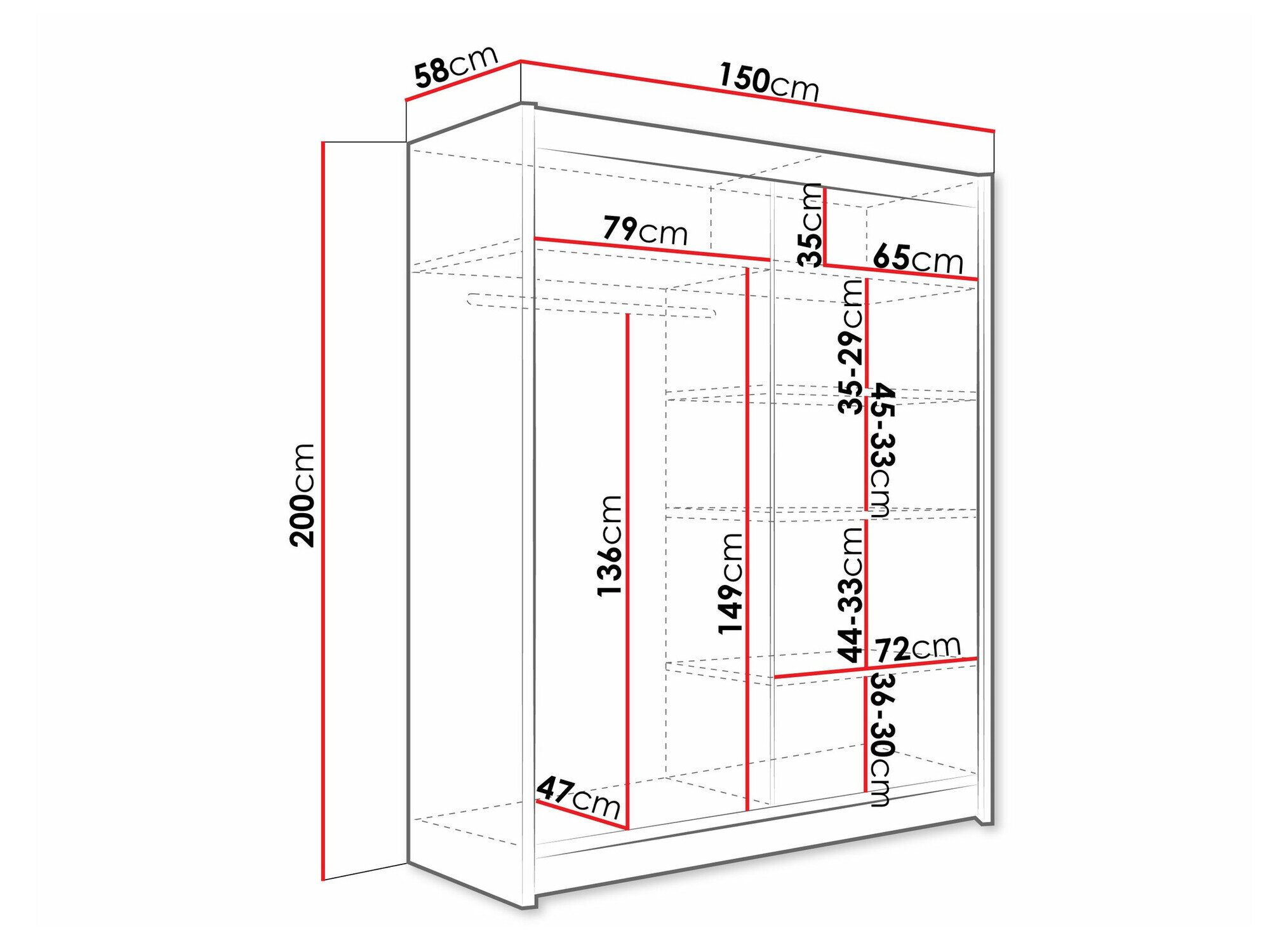 Garderobeskab Closico 135 (Hvid)