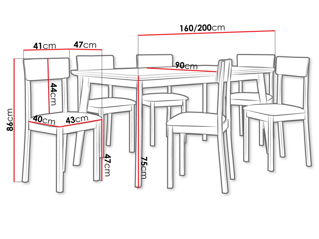 Spisestuesæt Victorville 350 (Hvid)