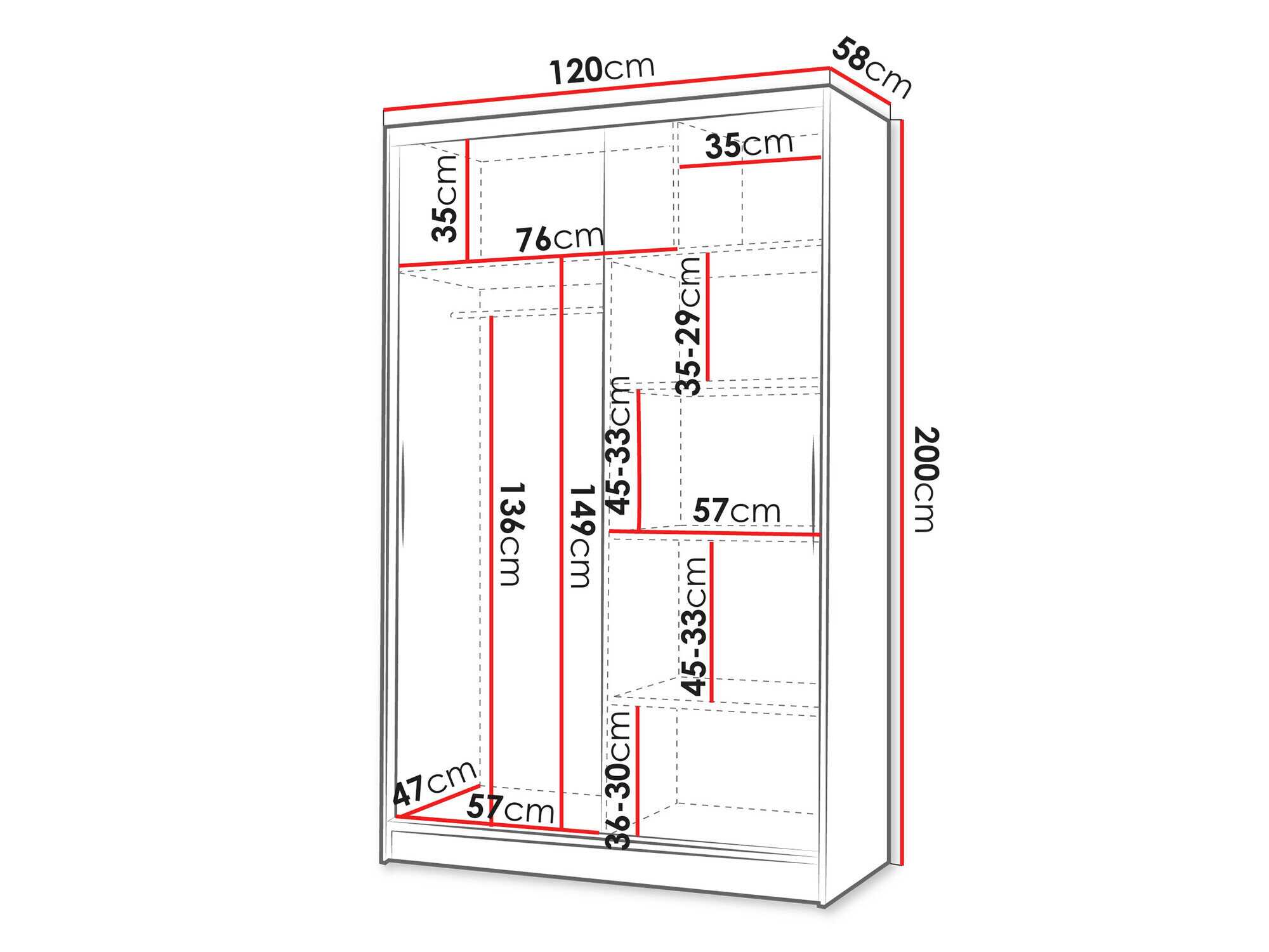 Garderobeskab Closico 147 (Sort + Artisan eg)