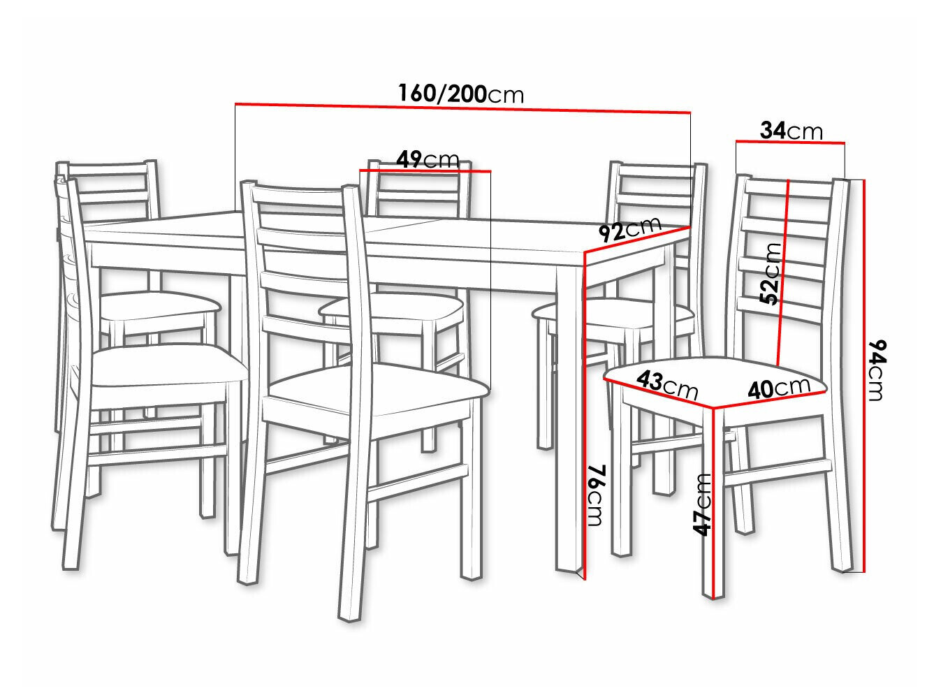 Spisestuesæt Victorville 261 (Hvid)