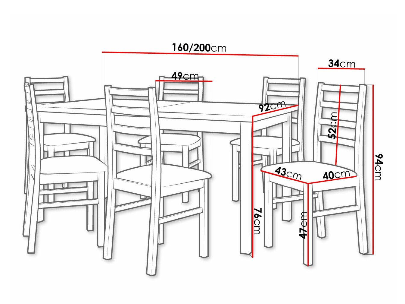 Spisestuesæt Victorville 261 (Nød)