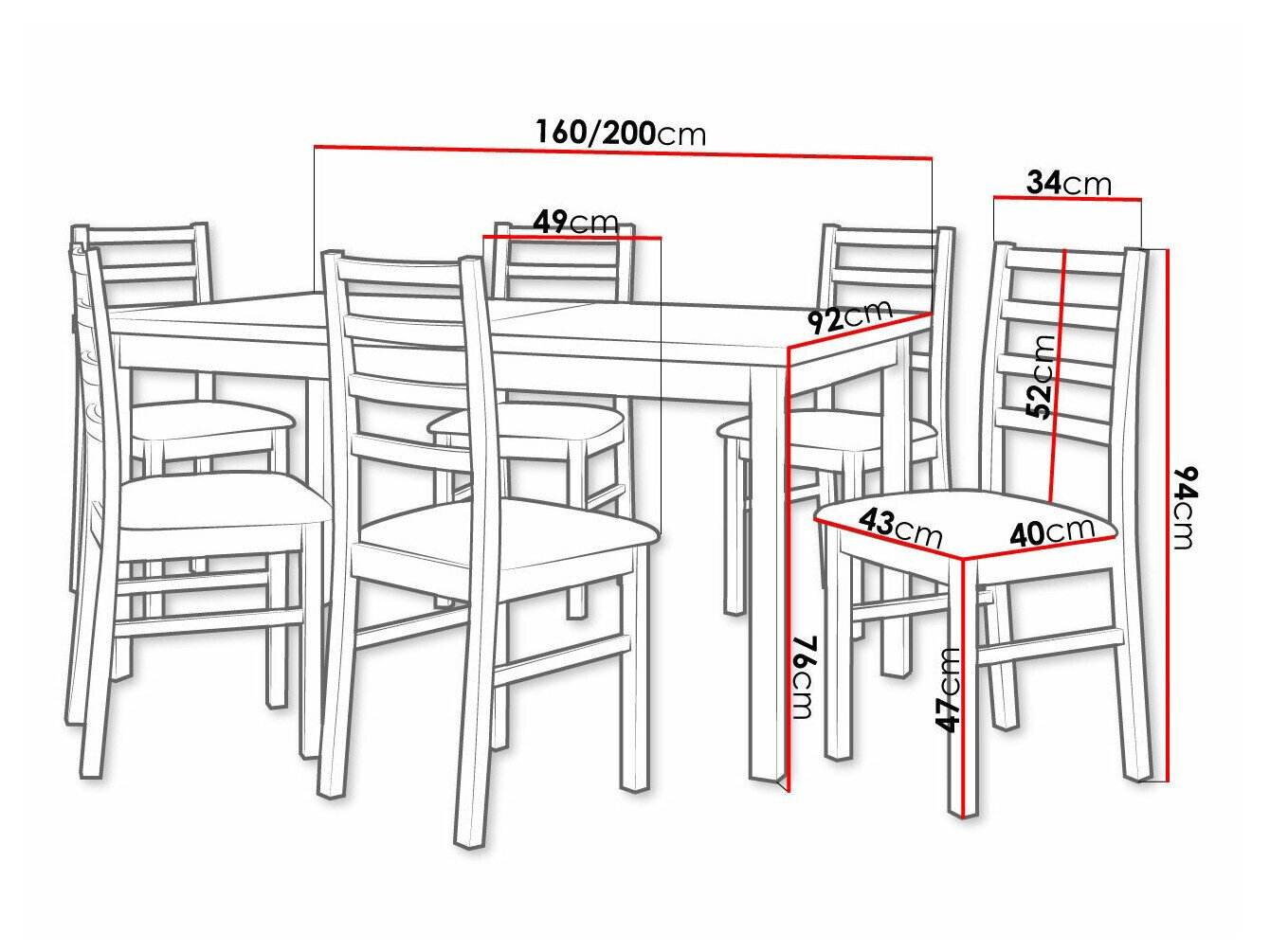 Spisestuesæt Victorville 261 (Sonoma eg)