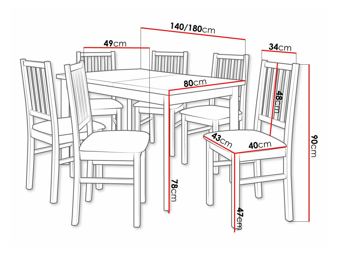 Spisestuesæt Victorville 264 (Hvid)