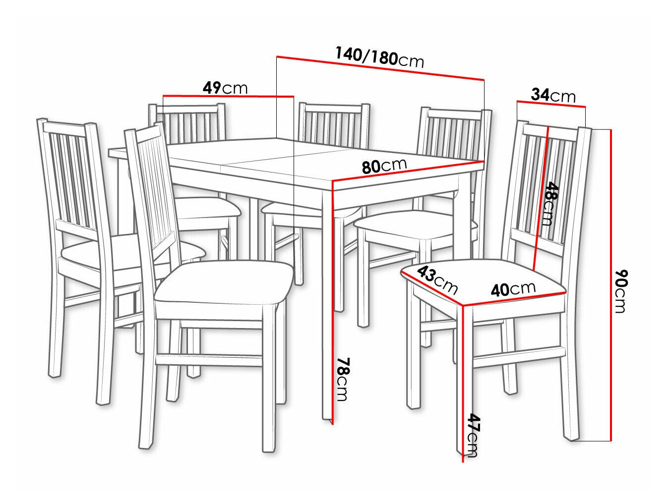 Spisestuesæt Victorville 264 (Nød)