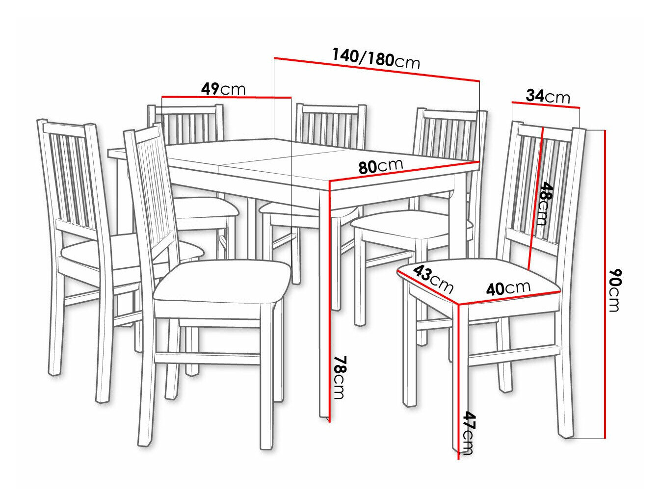 Spisestuesæt Victorville 264 (Sonoma eg)