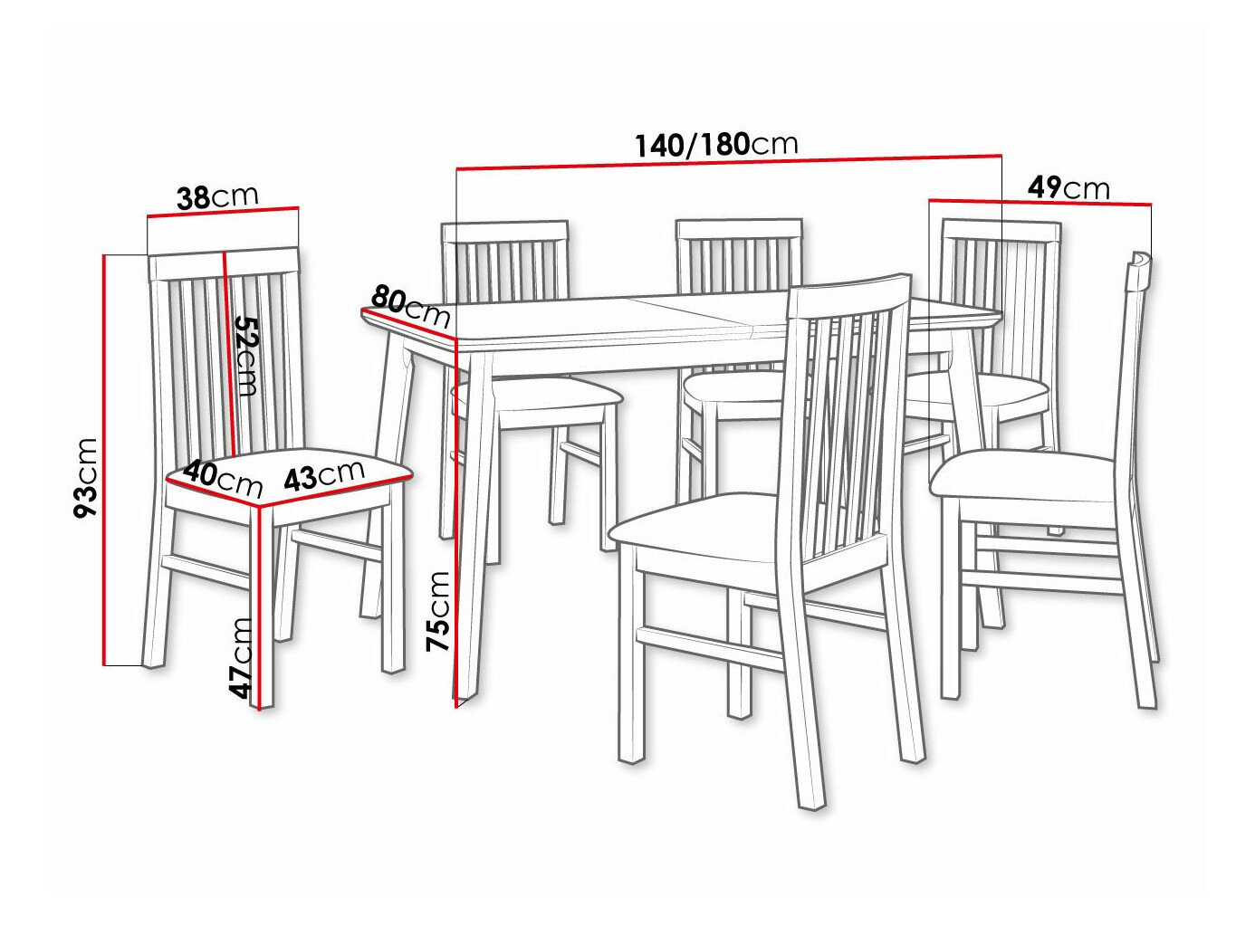Spisestuesæt Victorville 267 (Hvid)