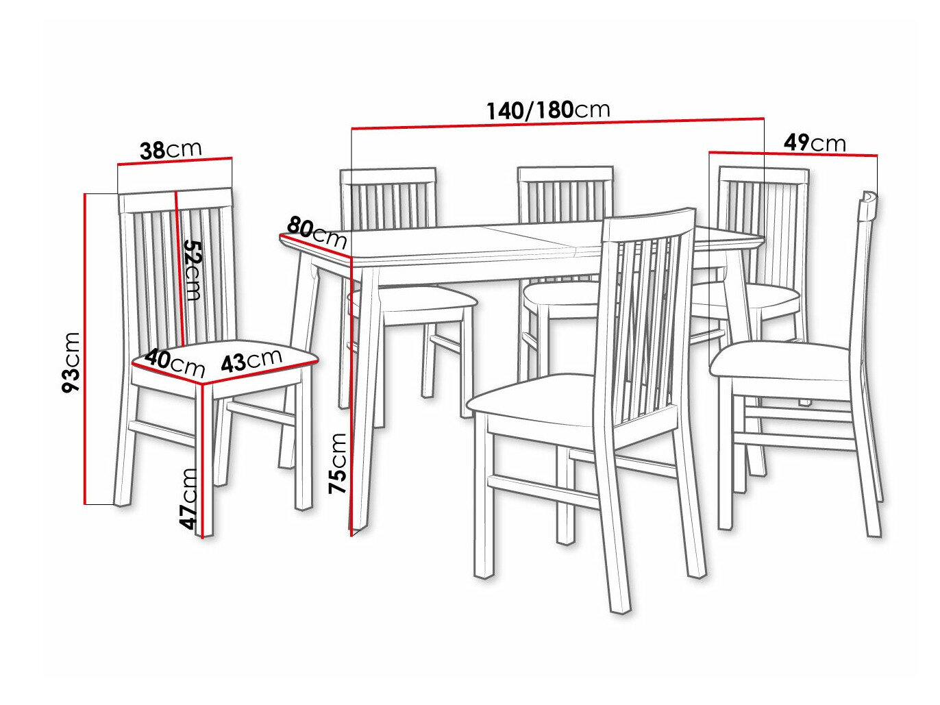 Spisestuesæt Victorville 267 (Sort)