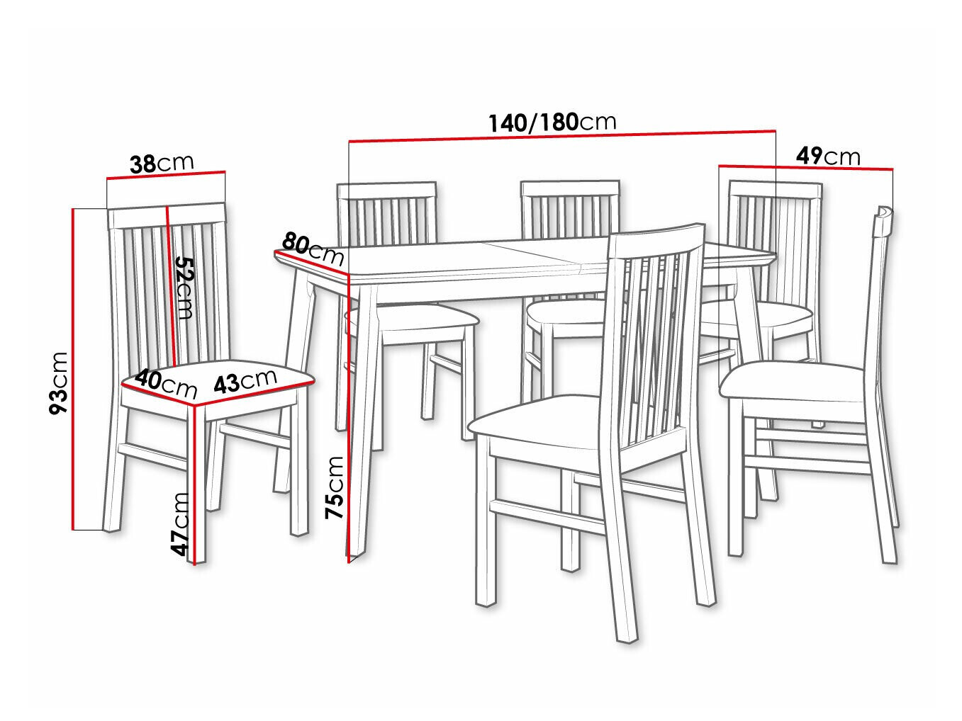 Spisestuesæt Victorville 267 (Sort)