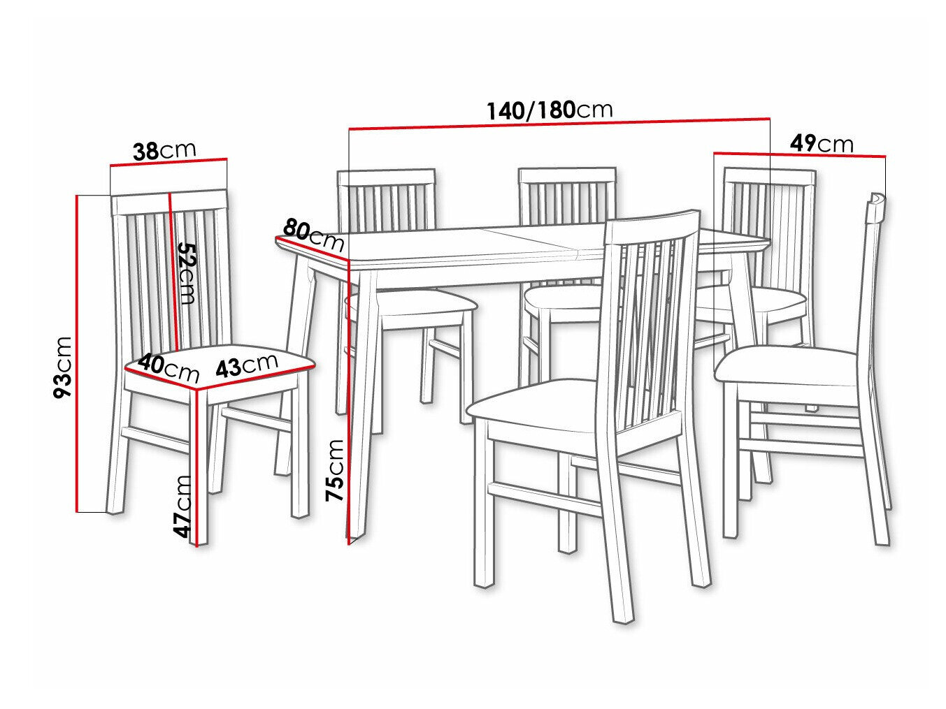 Spisestuesæt Victorville 267 (Sort)