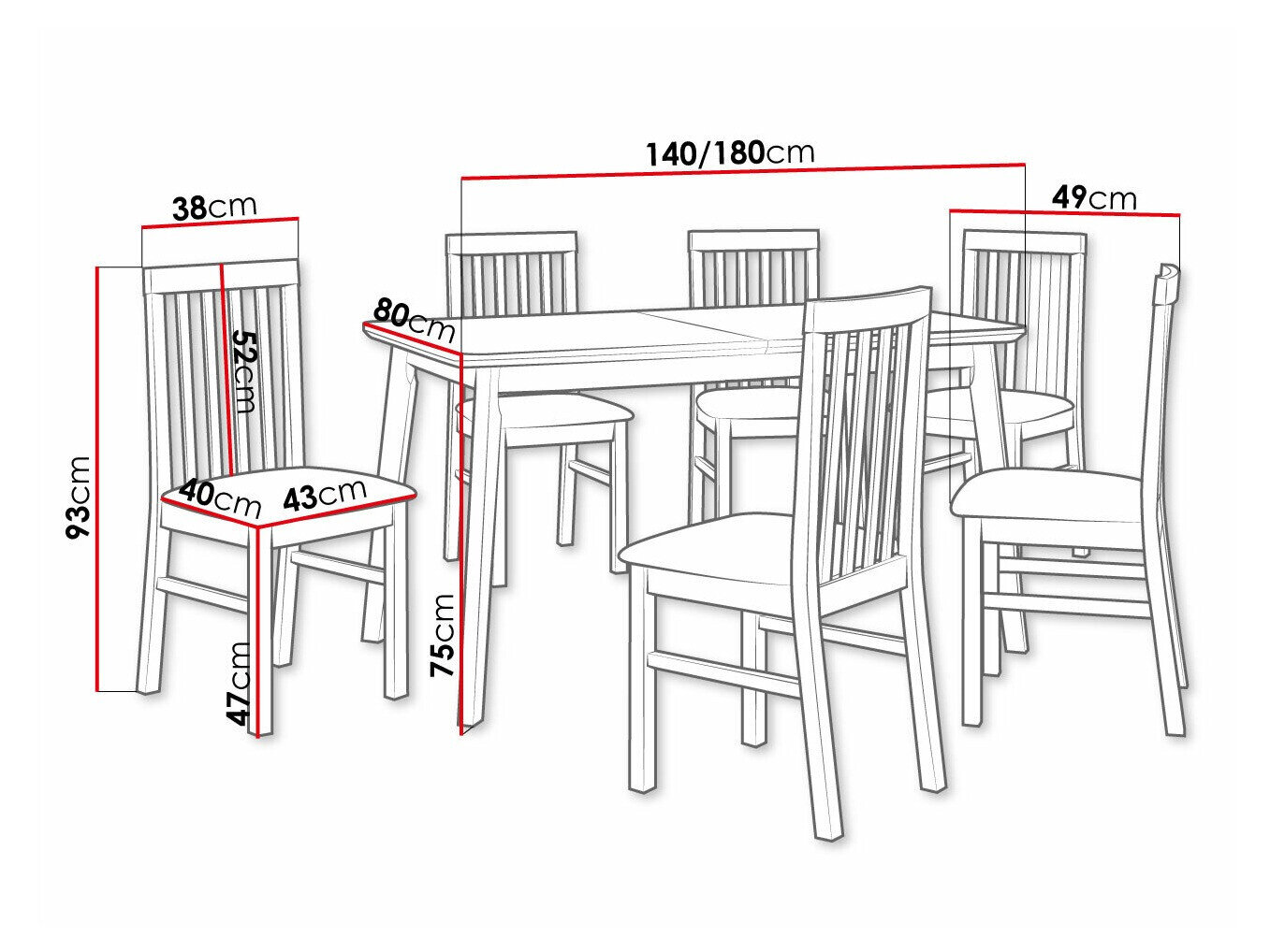 Spisestuesæt Victorville 267 (Sort)
