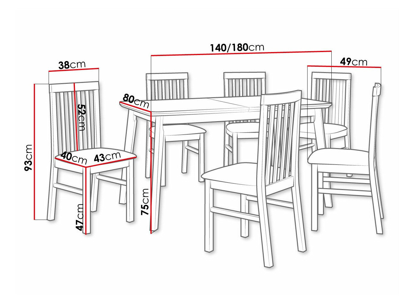 Spisestuesæt Victorville 267 (Sort)