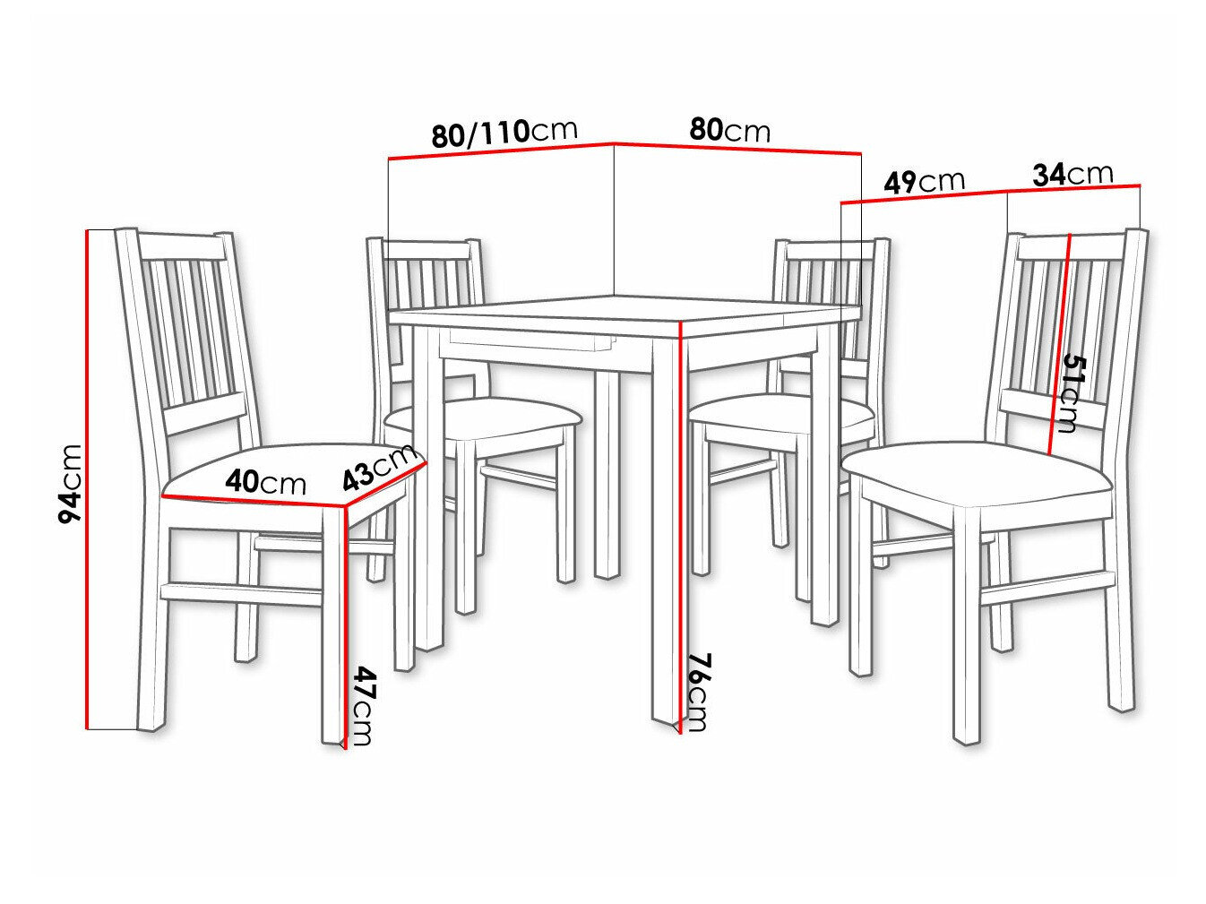 Spisestuesæt Victorville 275 (Hvid)
