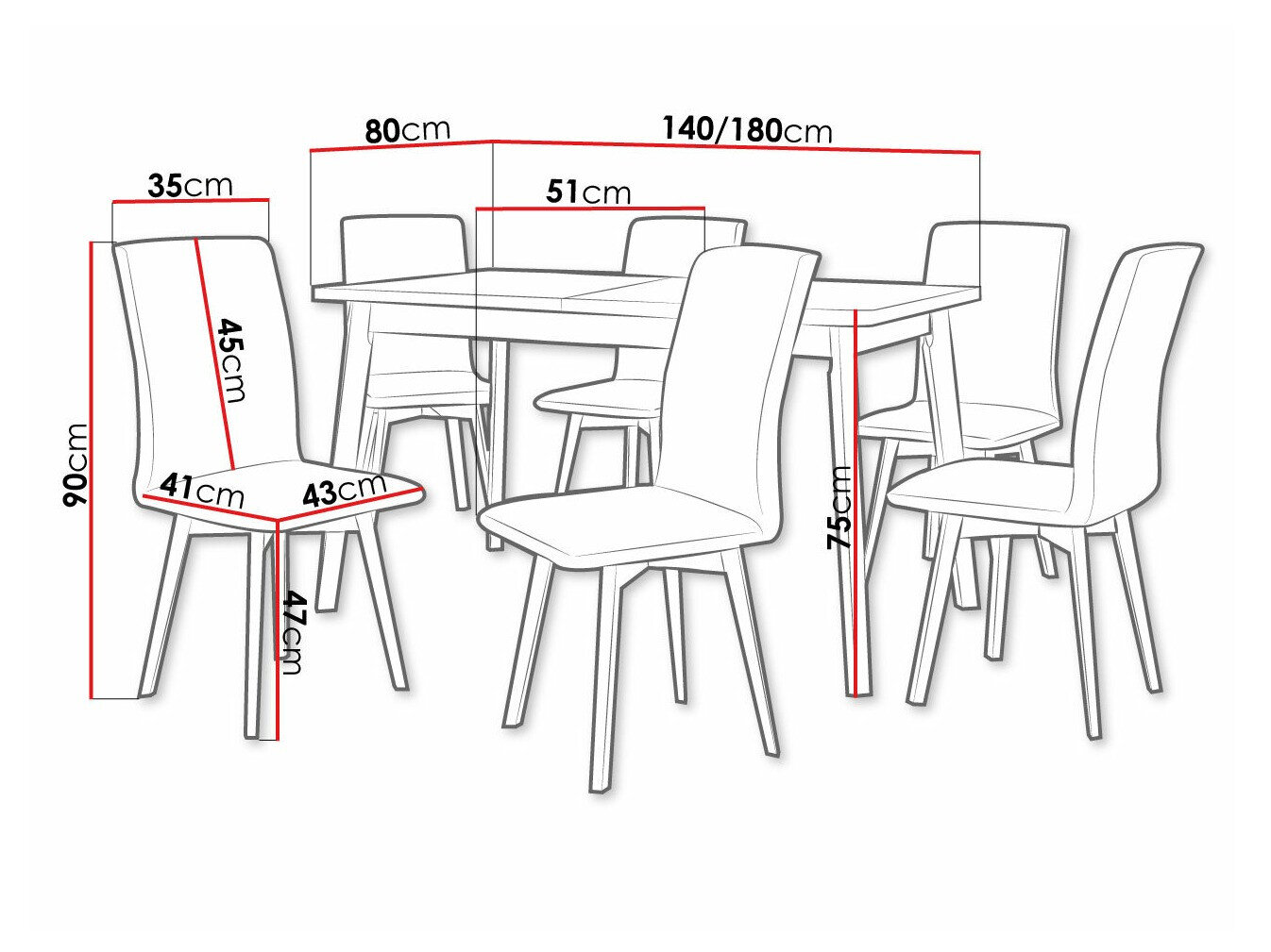 Spisestuesæt Victorville 292 (Hvid + Sort)