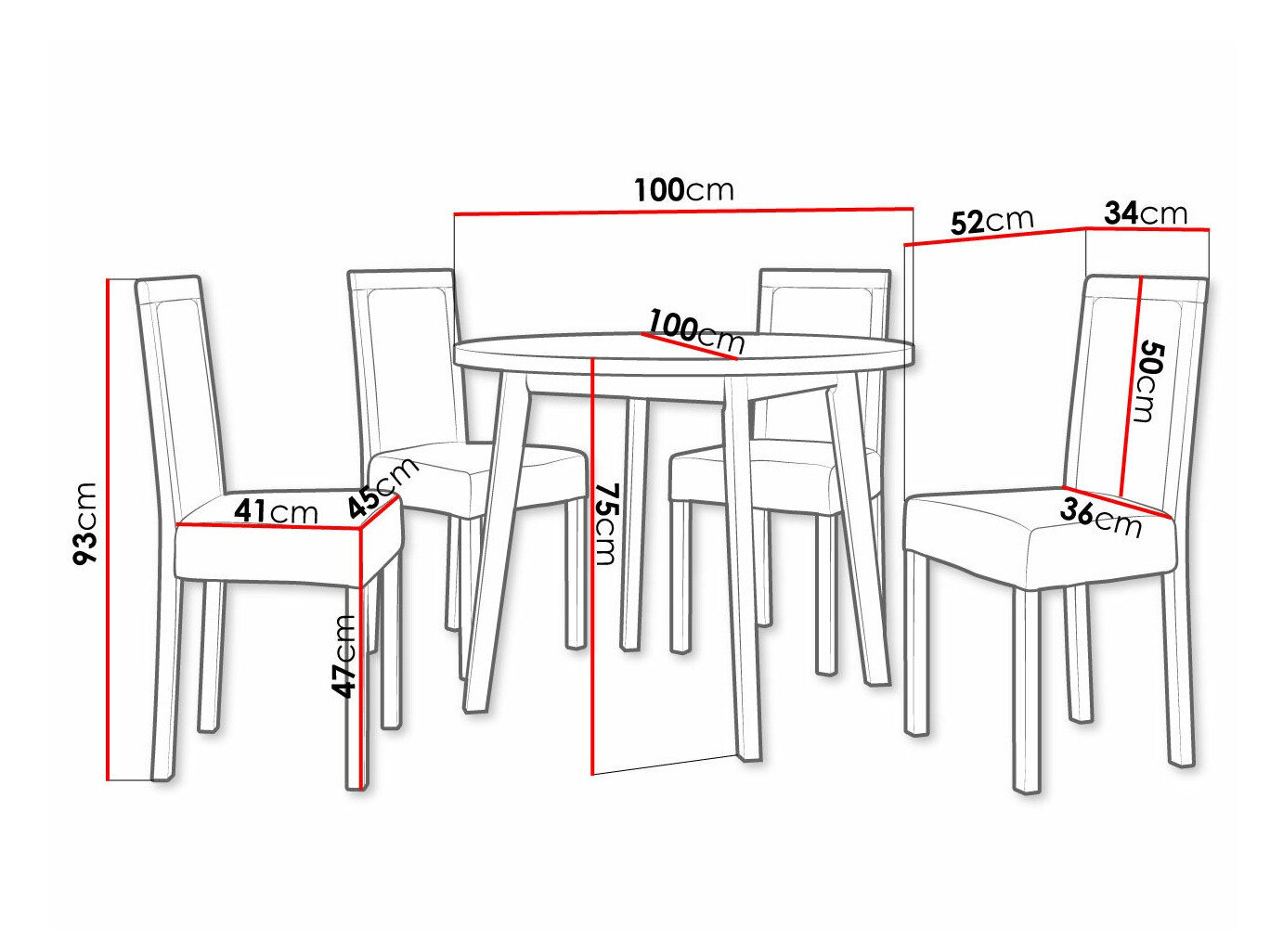 Spisestuesæt Victorville 304 (Sort)