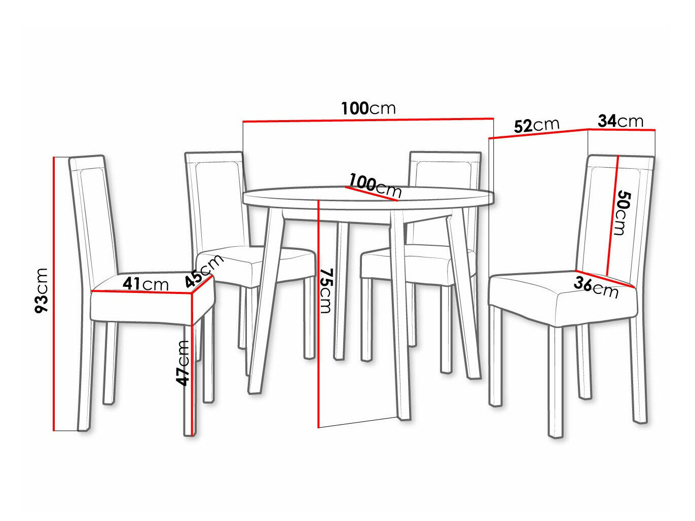 Spisestuesæt Victorville 304 (Sort)