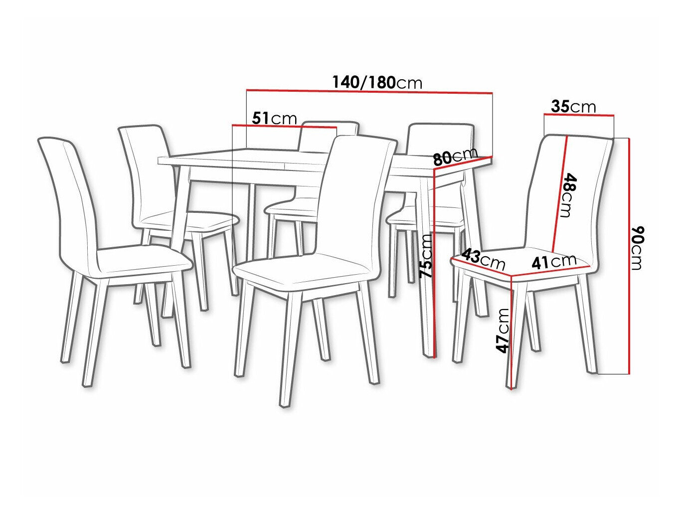 Spisestuesæt Victorville 321 (Sort)