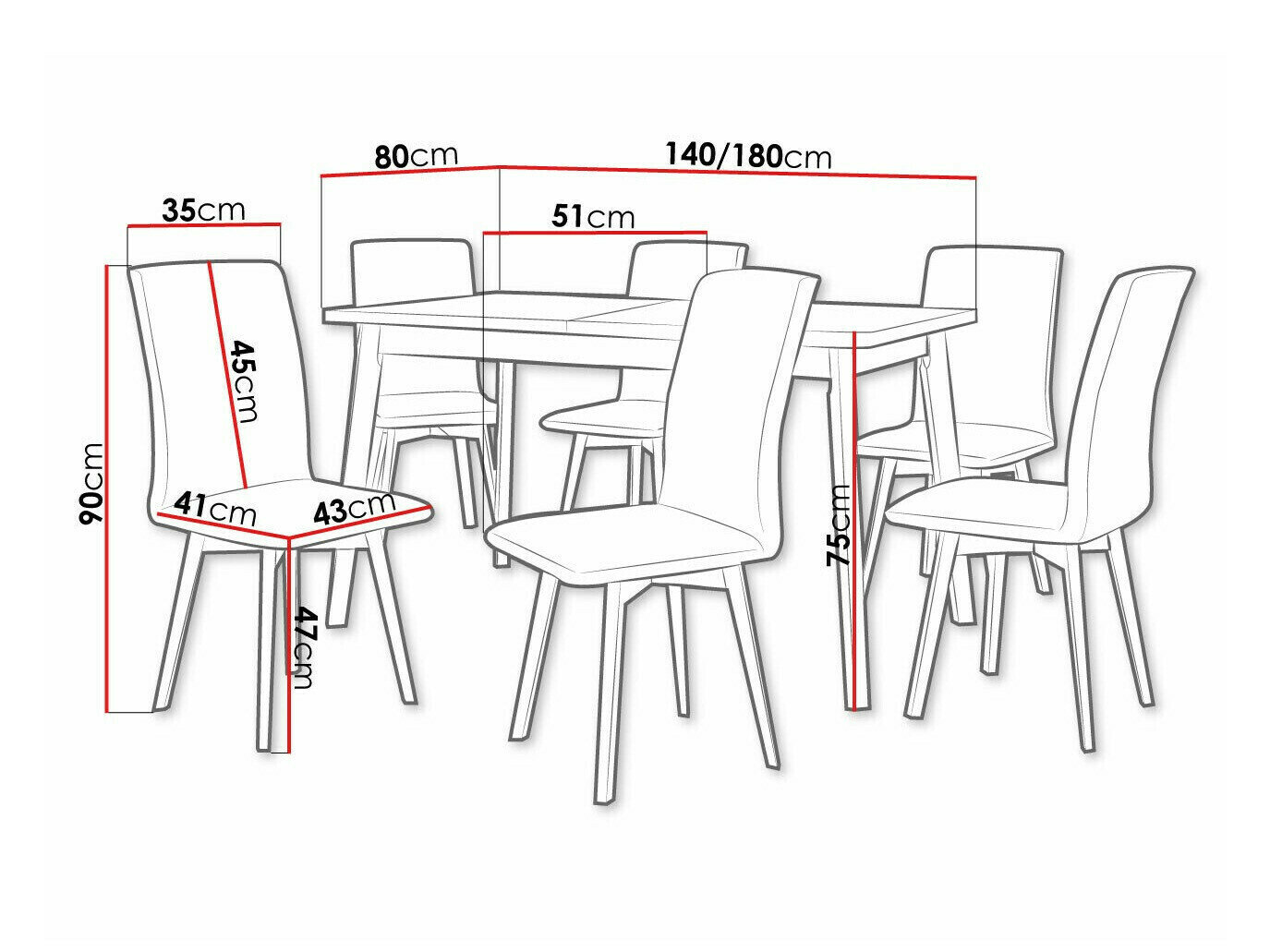 Spisestuesæt Victorville 323 (Sort)