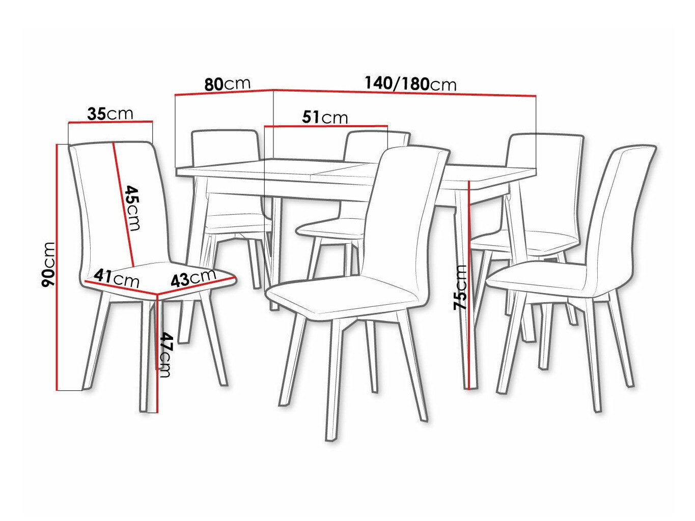 Spisestuesæt Victorville 324 (Sort)