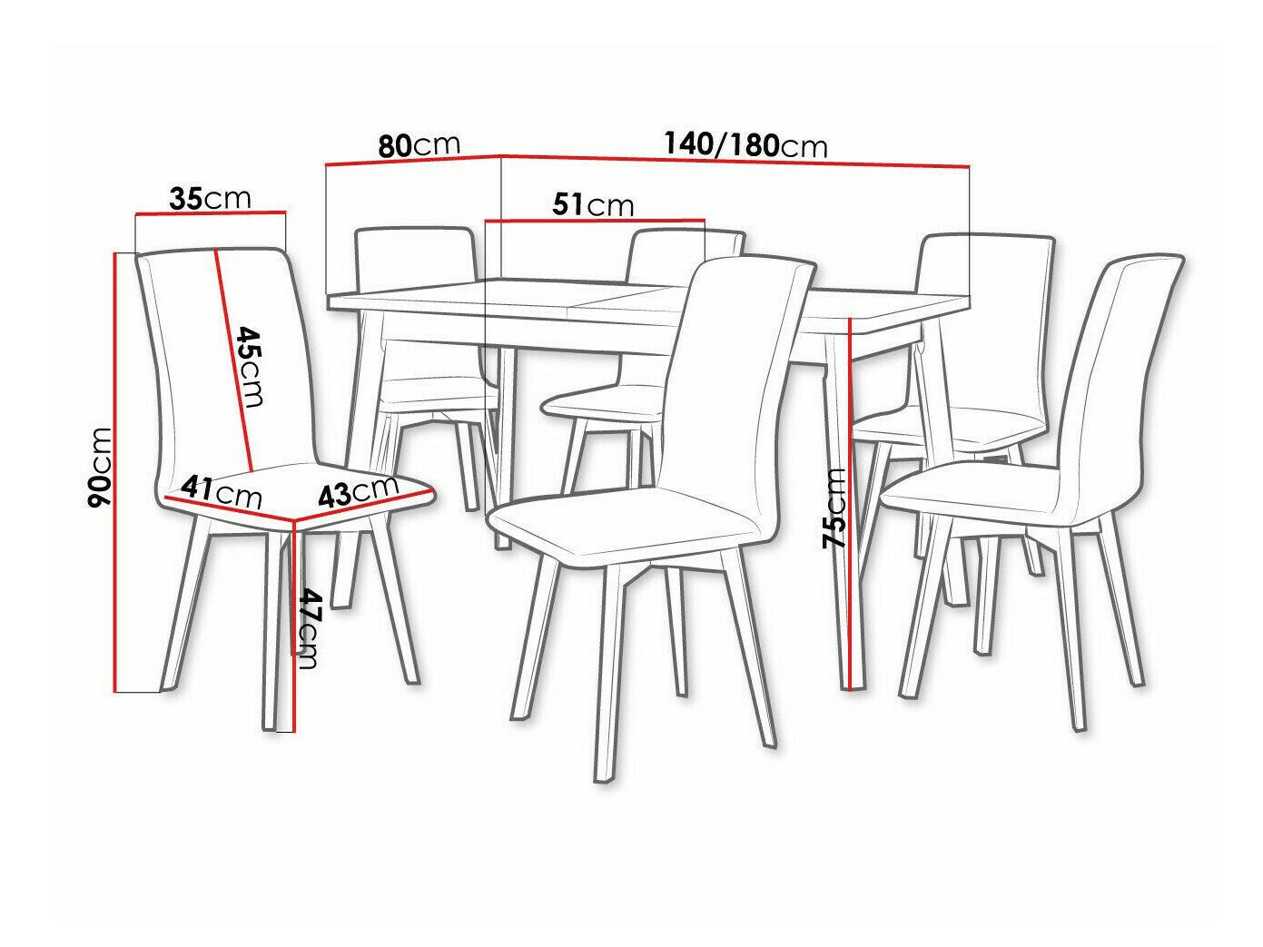Spisestuesæt Victorville 326 (Sort)