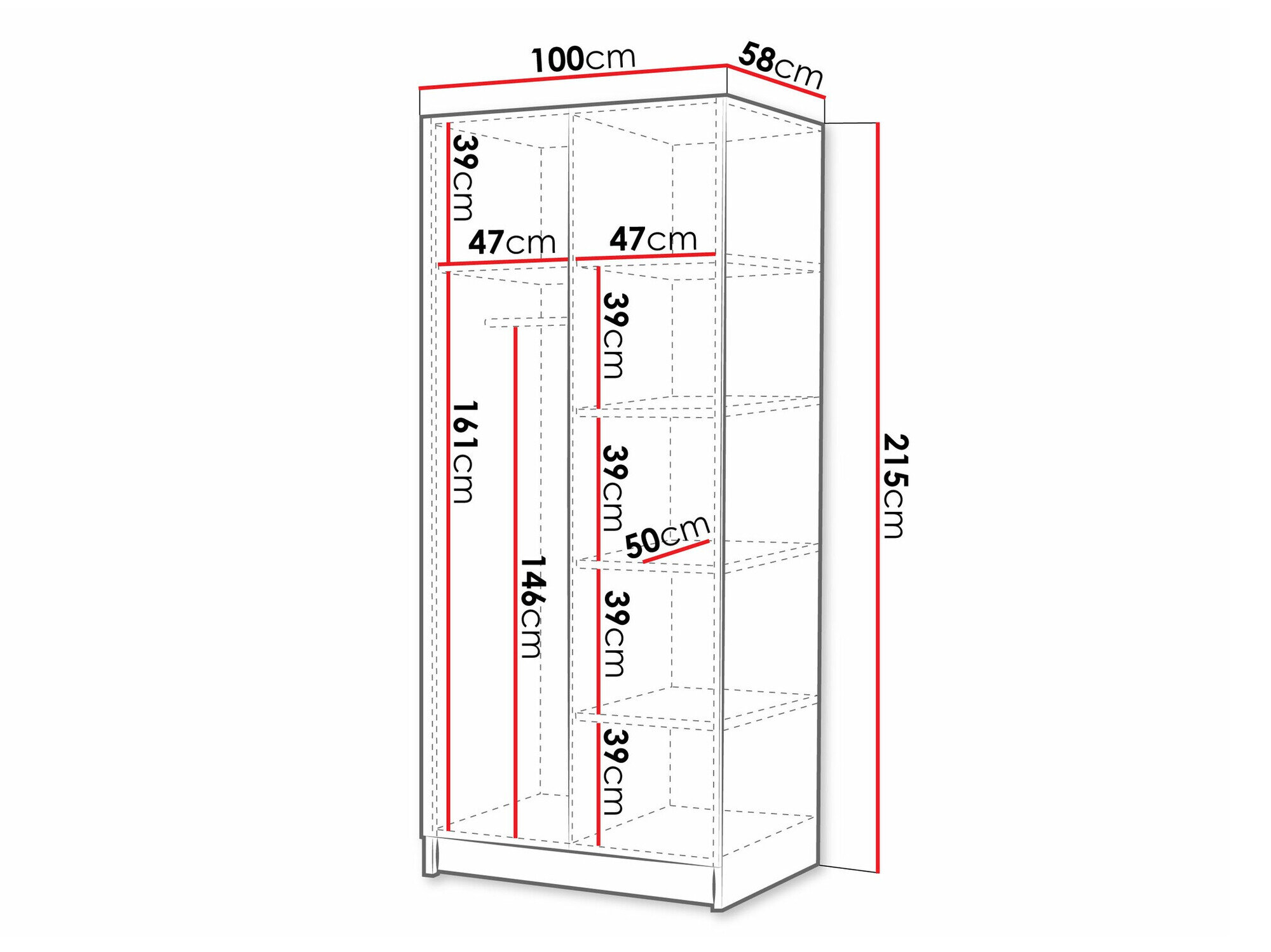 Garderobeskab Closico 193 (Lyst træ + Gylden)