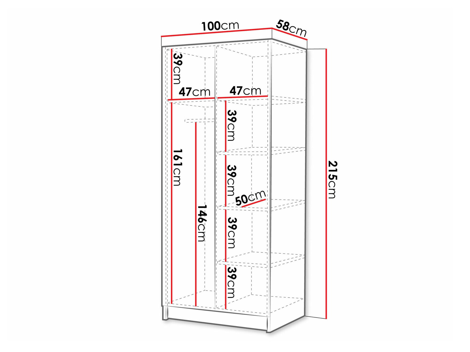 Garderobeskab Closico 194 (Lyst træ + Gylden)
