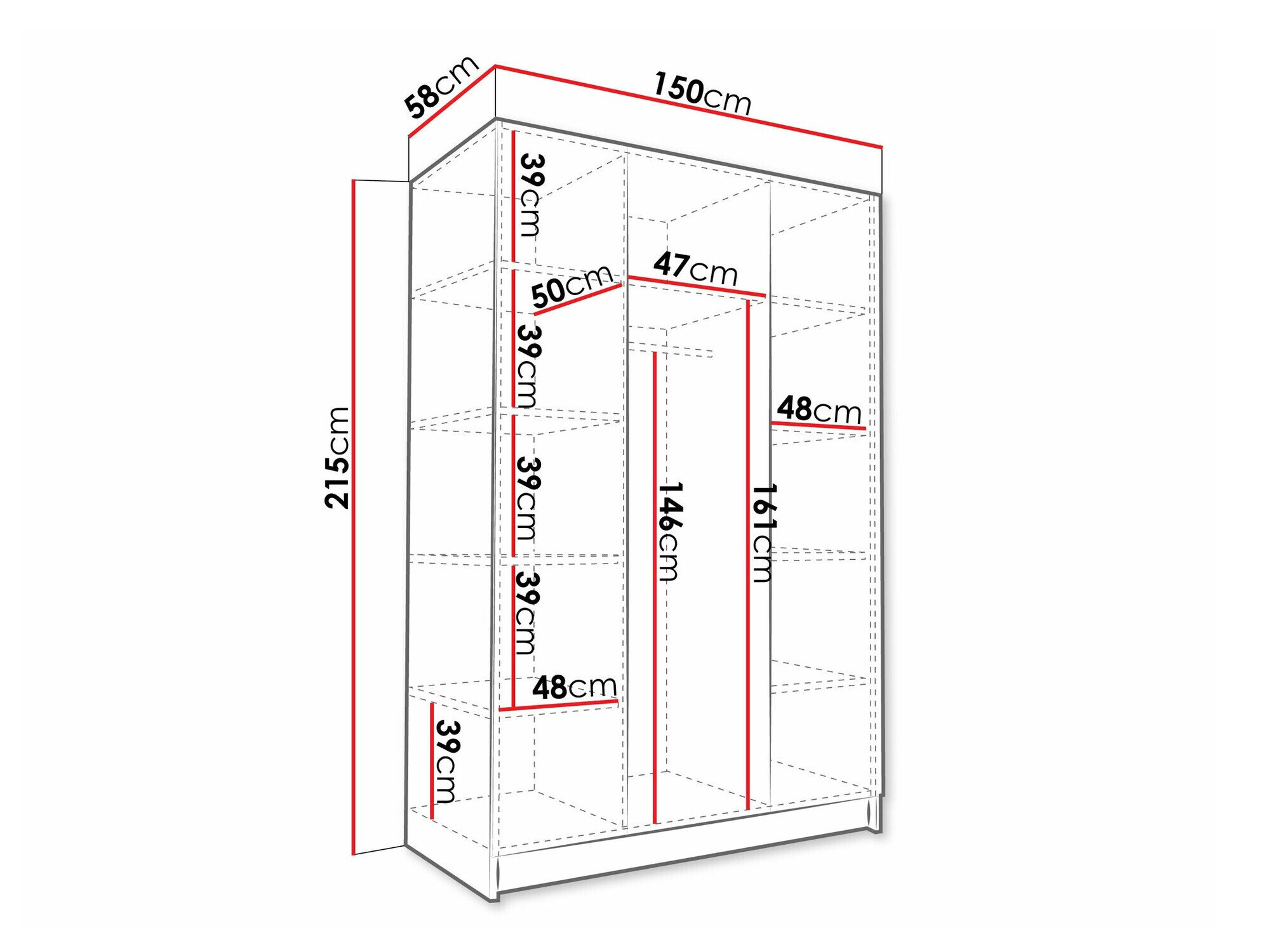 Garderobeskab Closico 196 (Lyst træ + Sort)
