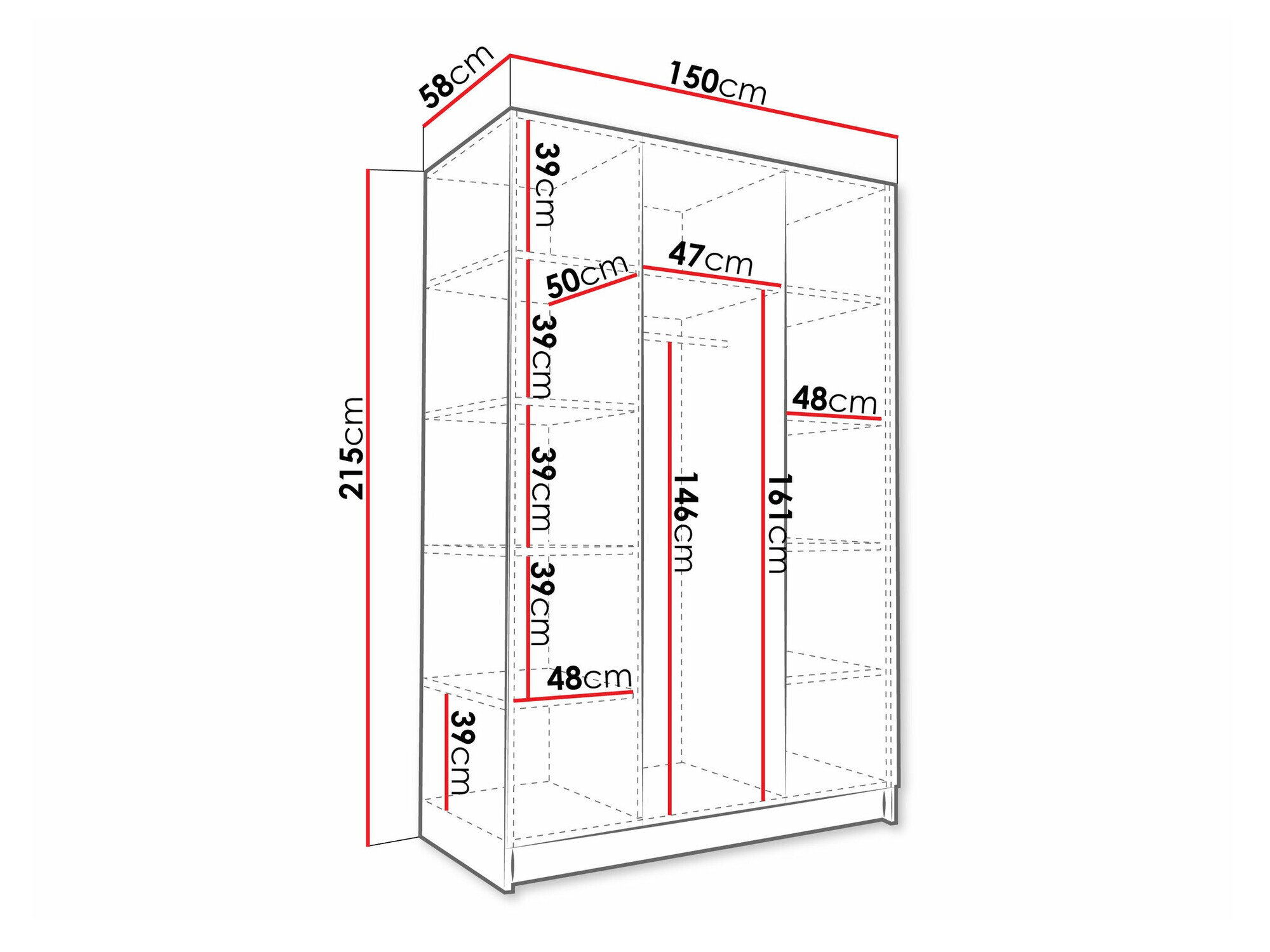 Garderobeskab Closico 197 (Lyst træ + Sort)