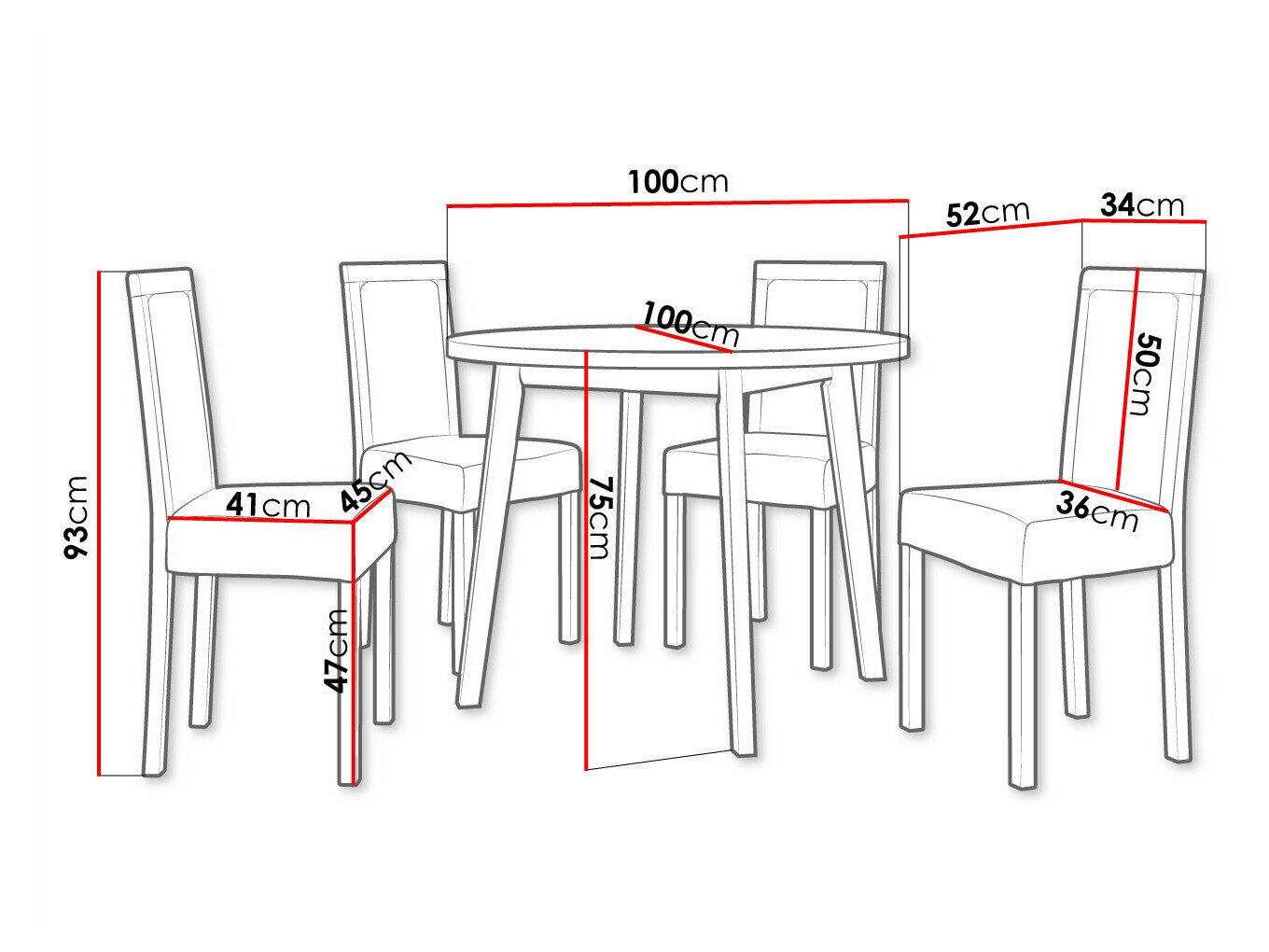 Spisestuesæt Victorville 306 (Sort)