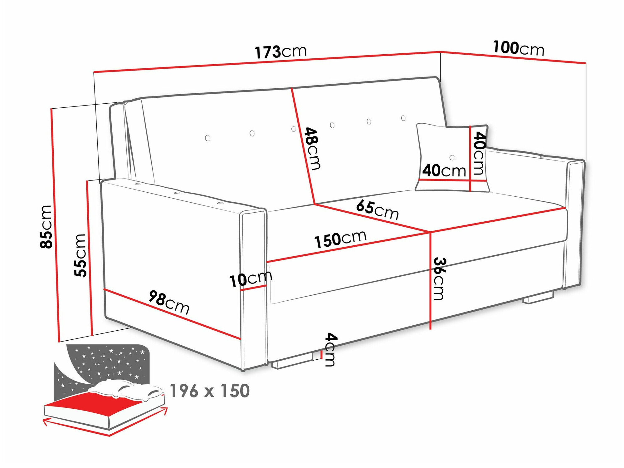 Sovesofa Columbus 233 (Coral 15)