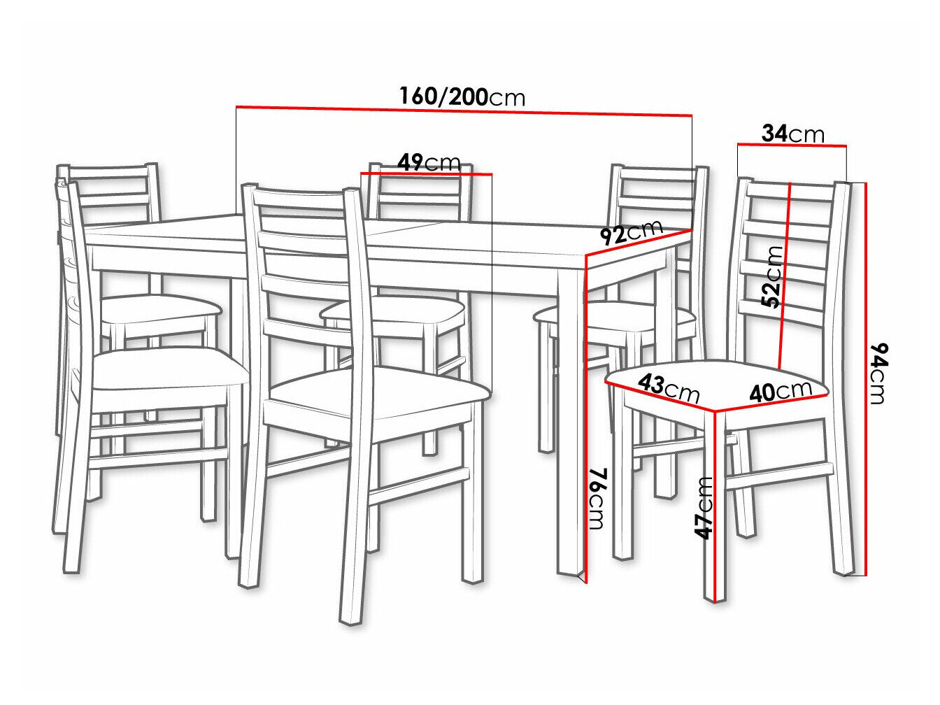 Spisestuesæt Victorville 307 (Hvid)
