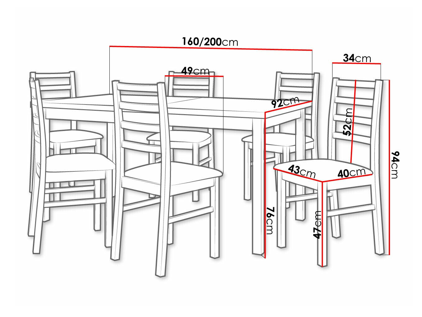 Spisestuesæt Victorville 307 (Hvid)