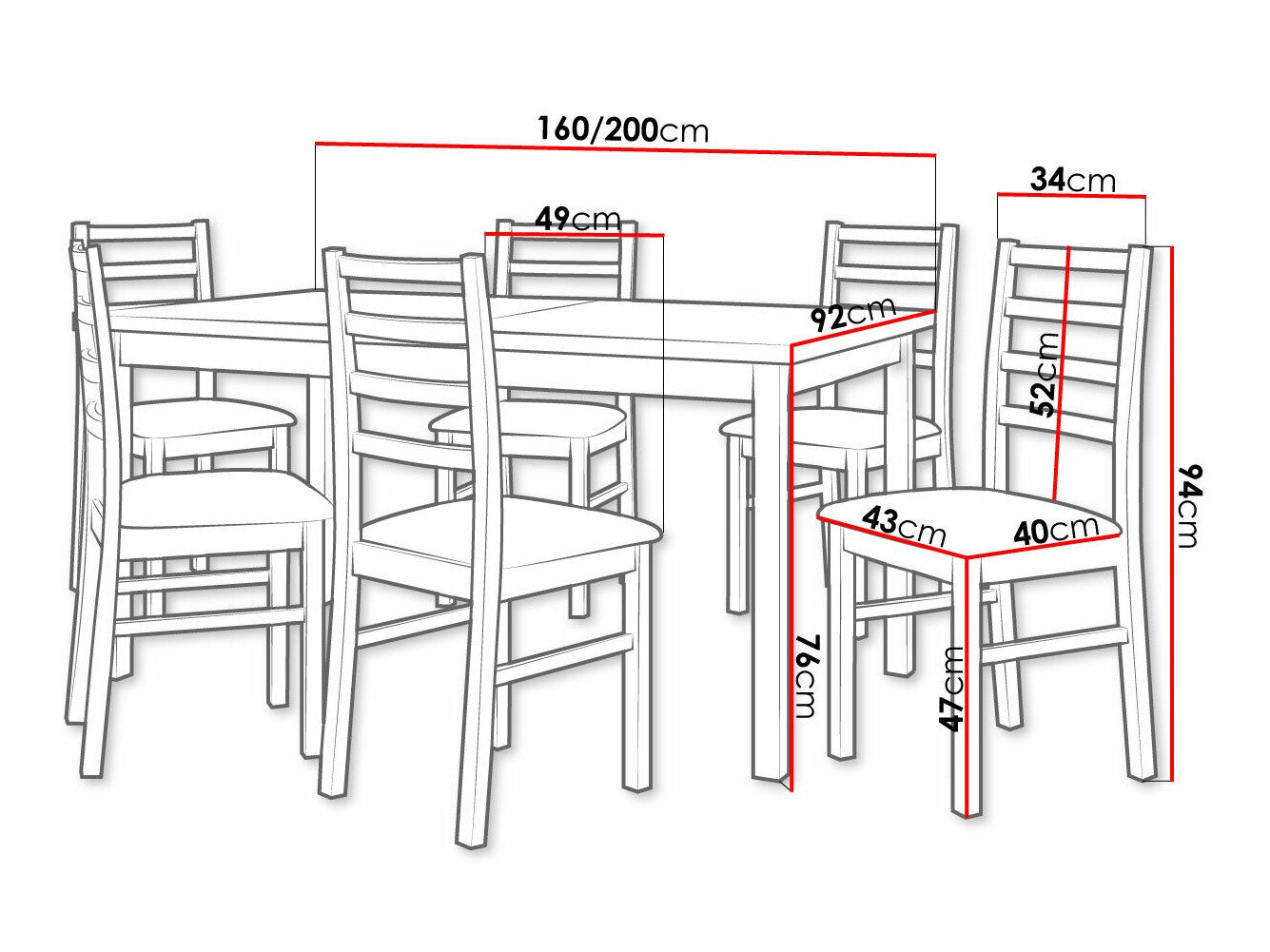 Spisestuesæt Victorville 307 (Nød)