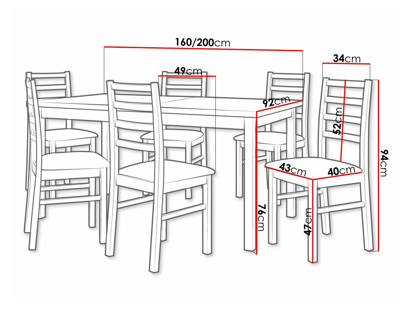 Spisestuesæt Victorville 307 (Nød)
