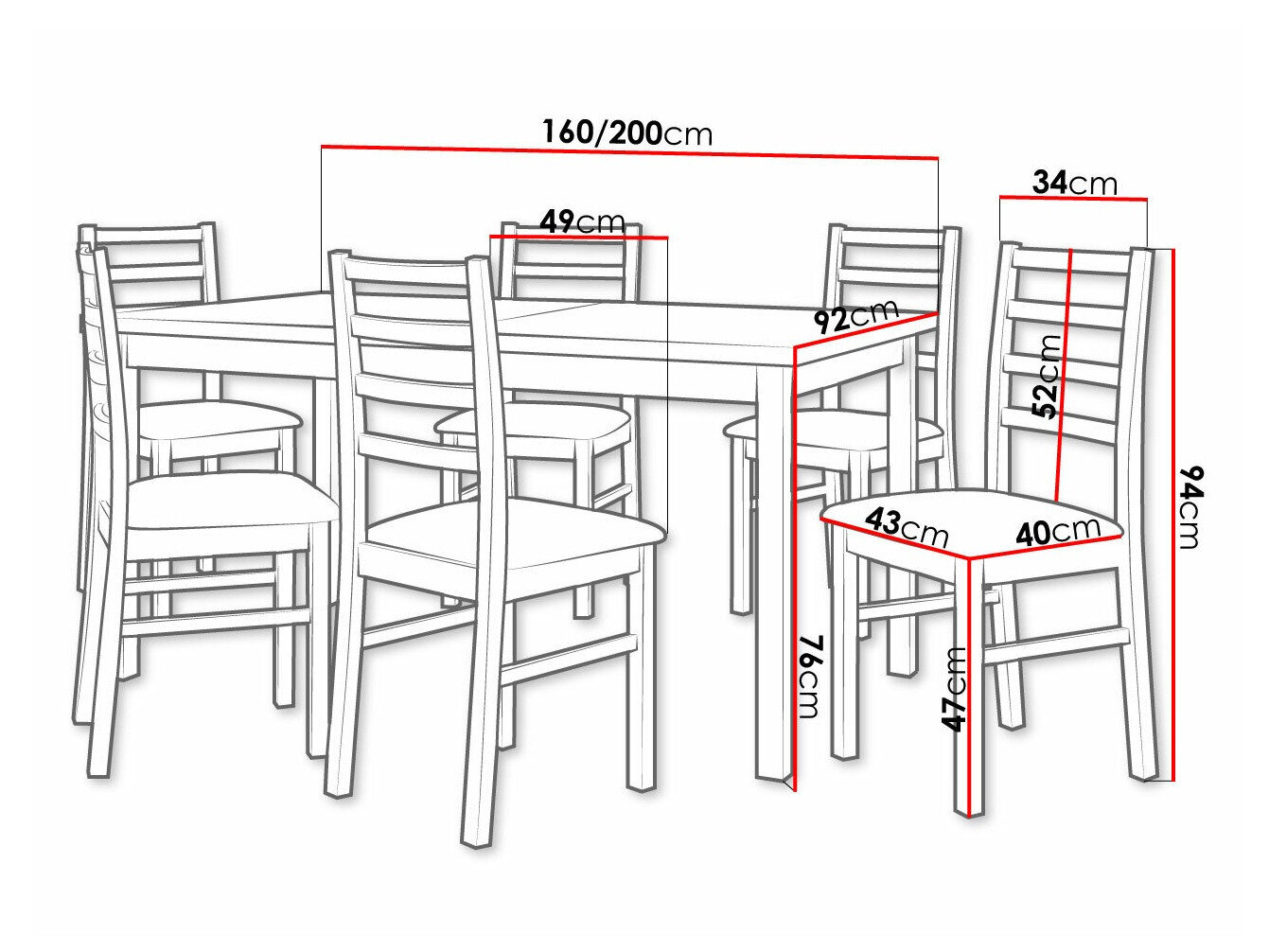 Spisestuesæt Victorville 307 (Sonoma eg)