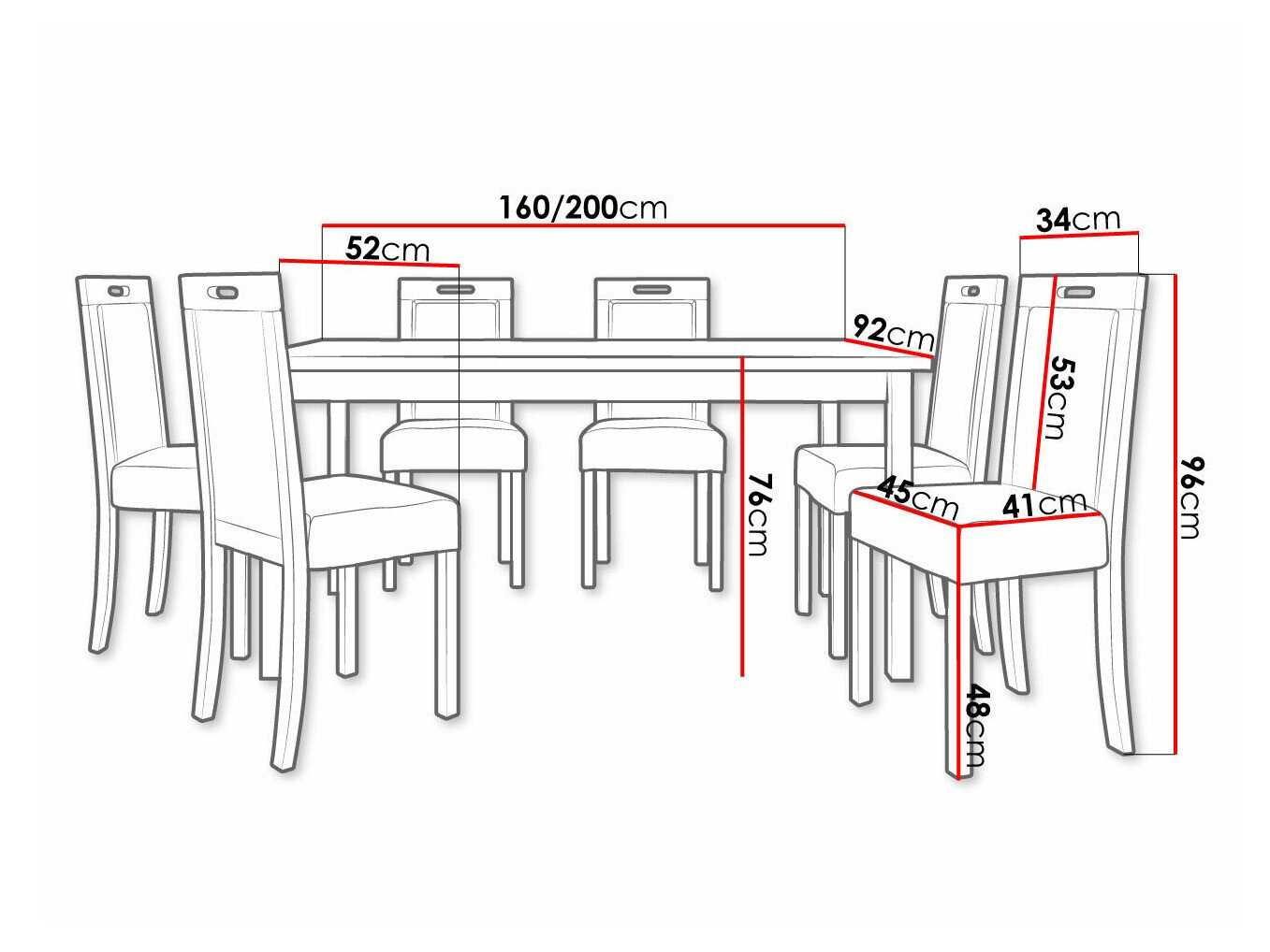 Spisestuesæt Victorville 308 (Hvid)